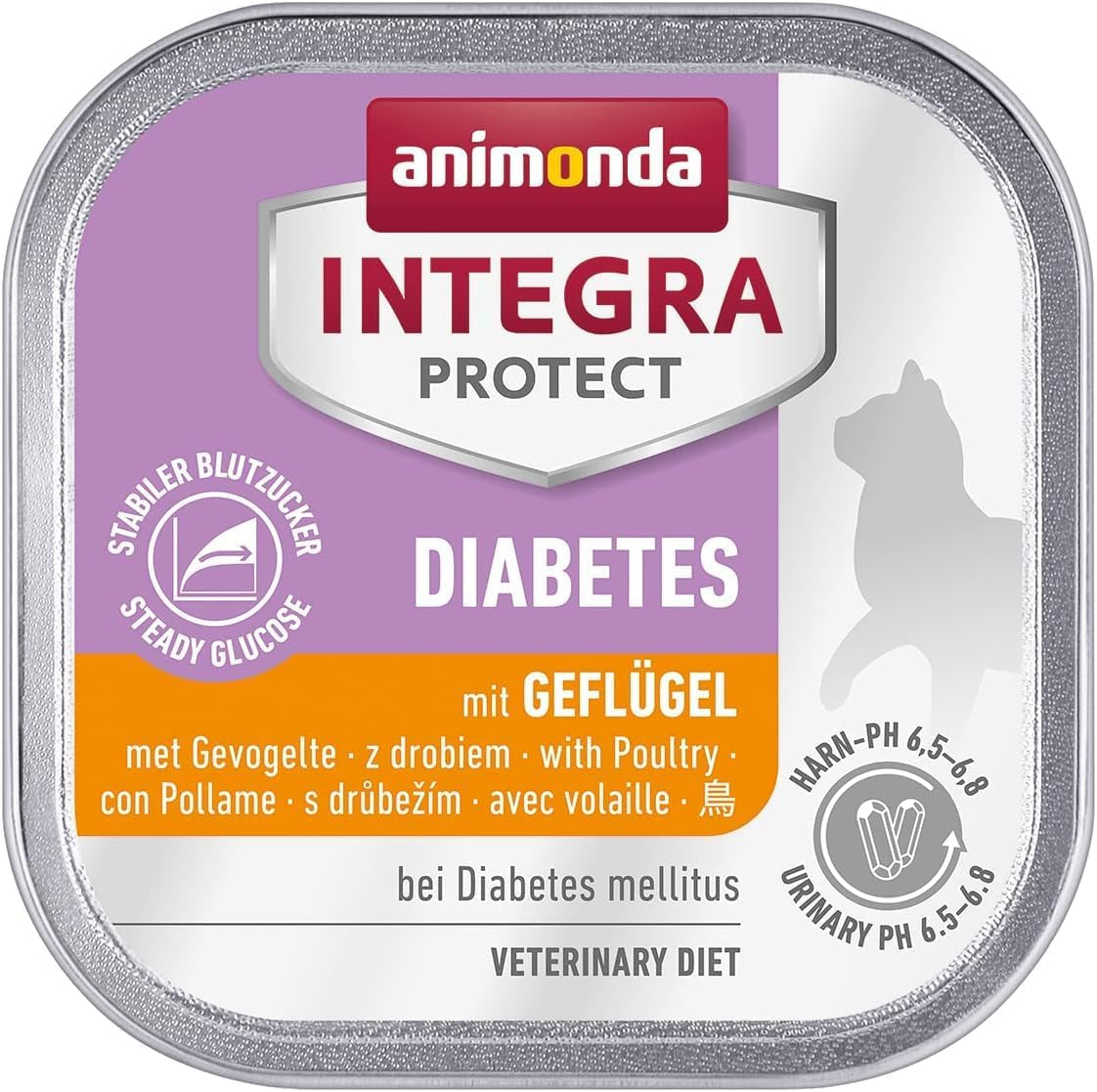 animonda INTEGRA PROTECT Diabetes met gevogelte (16 x 100 g), natvoer voor katten met diabetes, dieetvoeding voor katten met diabetes, natvoer zonder suiker