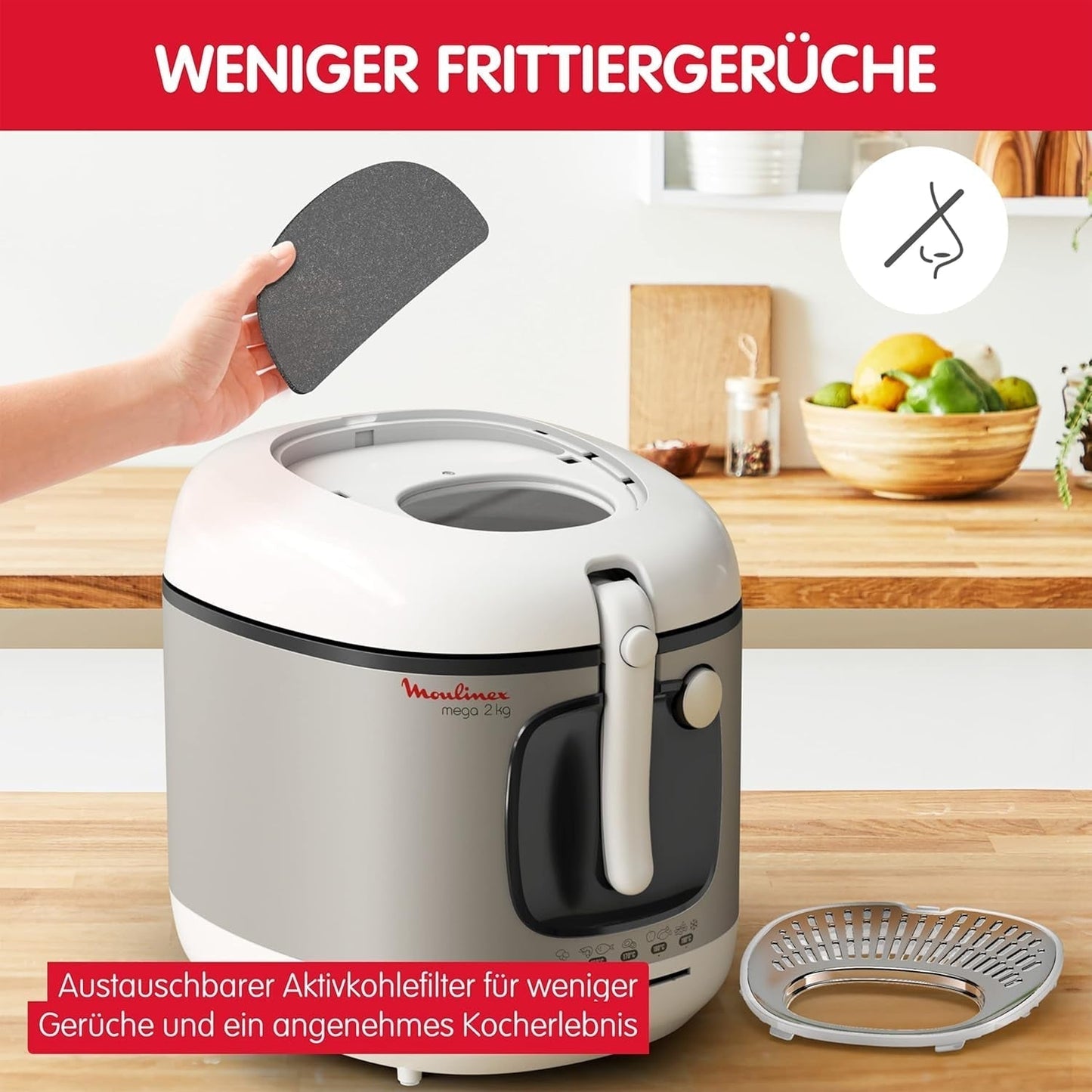 Friteuse AM4800 Mega 2Kg, oliefriteuse, geurfilter, 1800 W Huishoudelijke apparaten Naty Shop
