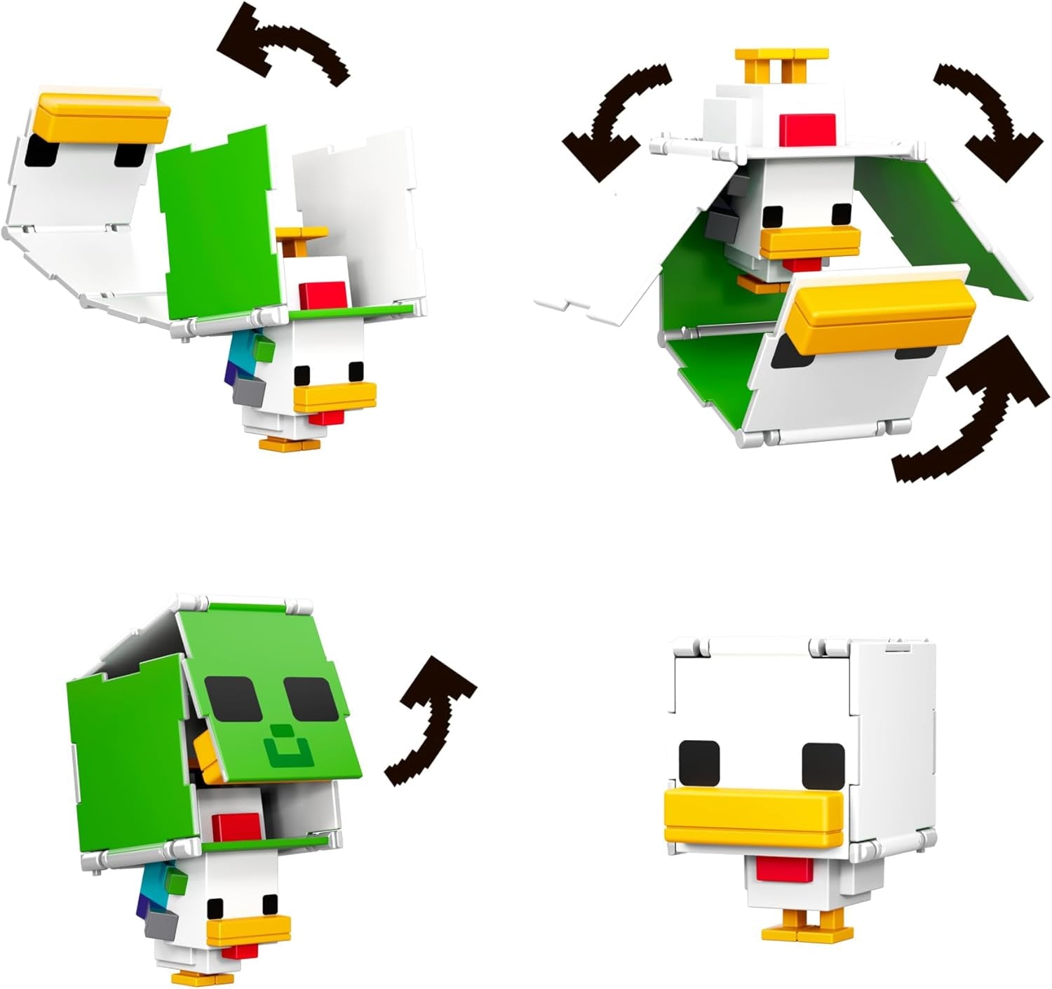 Mattel Minecraft Flippin' Figs Sheep and Chicken 2-pack met 2-in-1 speelfiguren, grote hoofden en pixelontwerp HXK17 actiefiguren Naty Shop