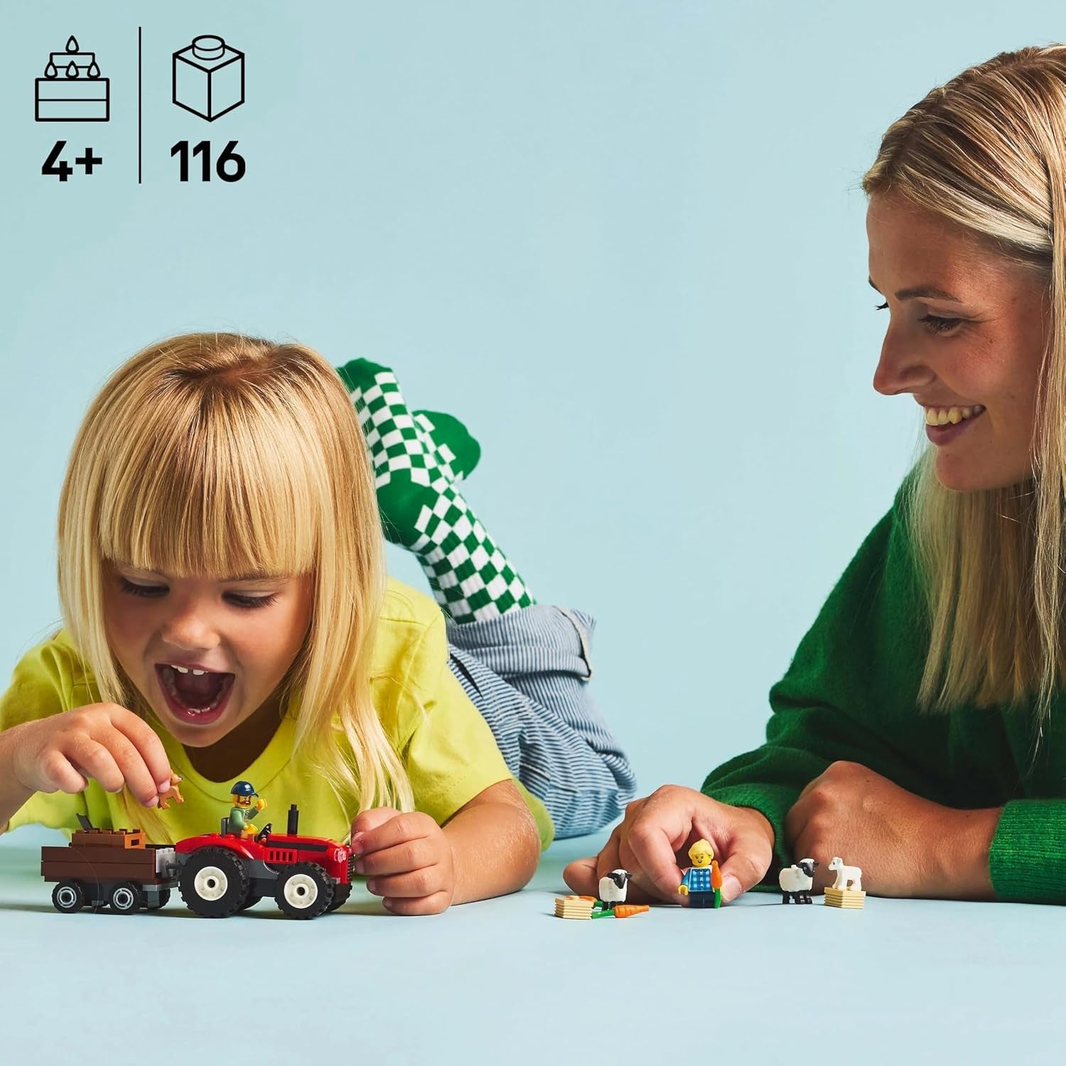 LEGO City tractor met aanhanger - Boerderijspeelgoed met tractor en dierfiguren - Montessori speelsets voor jongens en meisjes vanaf 4 jaar - cadeau met 2 minifiguren 60461 Bouwsets Besuche den LEGO-Store