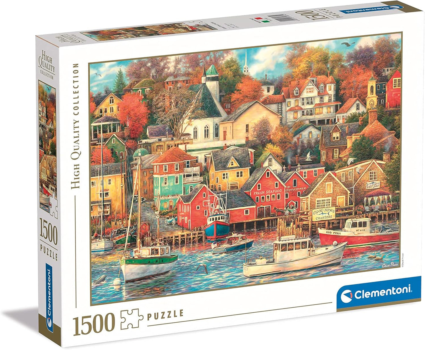 Clementoni - 31685 Collectiepuzzel - Good Times Harbor - Puzzel 1500 stukjes vanaf 14 jaar oud, puzzel met verborgen voorwerpen voor volwassenen, behendigheidsspel voor het hele gezin, medium Puzzel Naty Shop Standaard titel