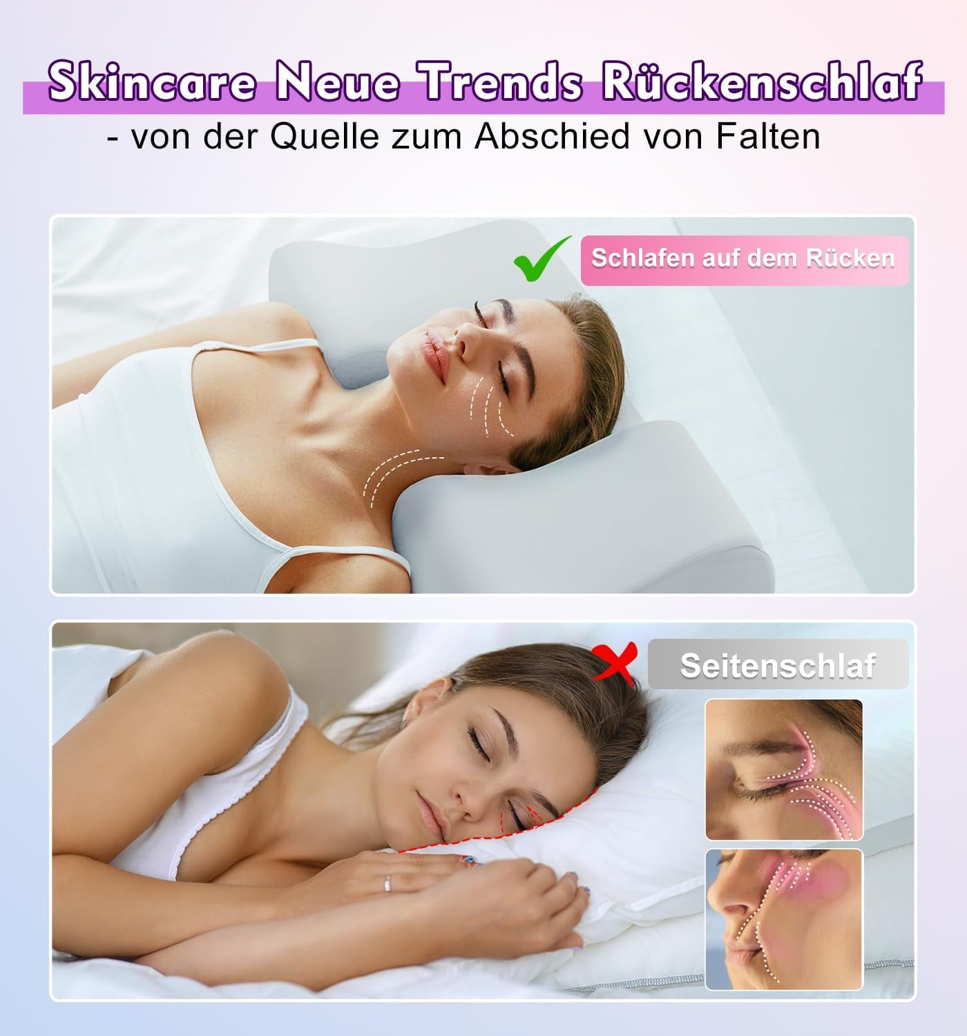 Hydomi Antirimpelkussen 2-in-1 Anti-verouderingsschoonheidskussen Orthopedisch neksteunkussen Nek- en schouderpijn Memory Foam Kussen om uw hoofd recht te houden Cervicale orthopedische kussens Naty Shop