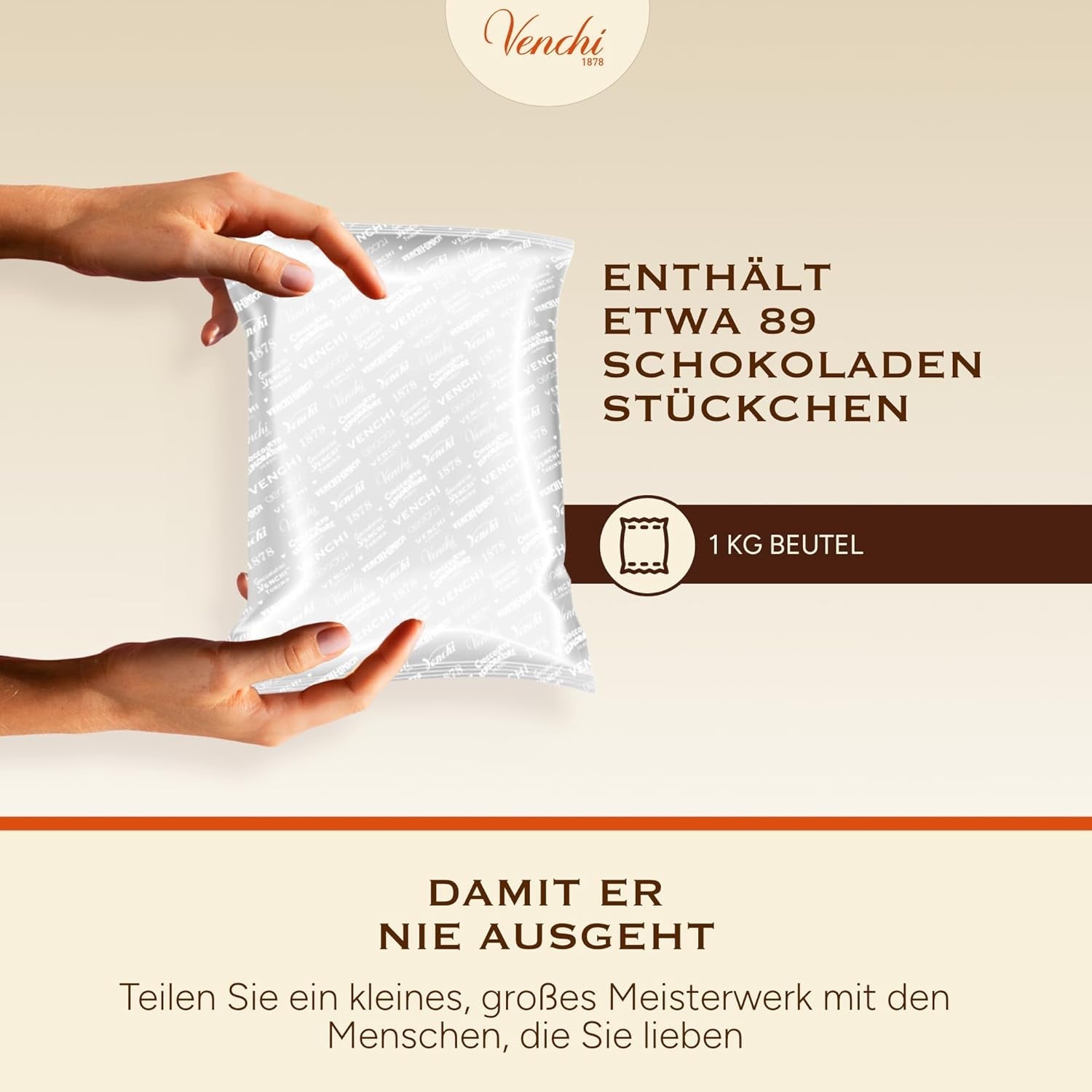 Venchi - Cremini 1878 - Drielaagse chocolade met gianduja met melk en amandelspijs, "Piemontese Hazelnoten BGA", 1 kg, glutenvrij, zonder kleurstoffen en zonder bewaarmiddelen