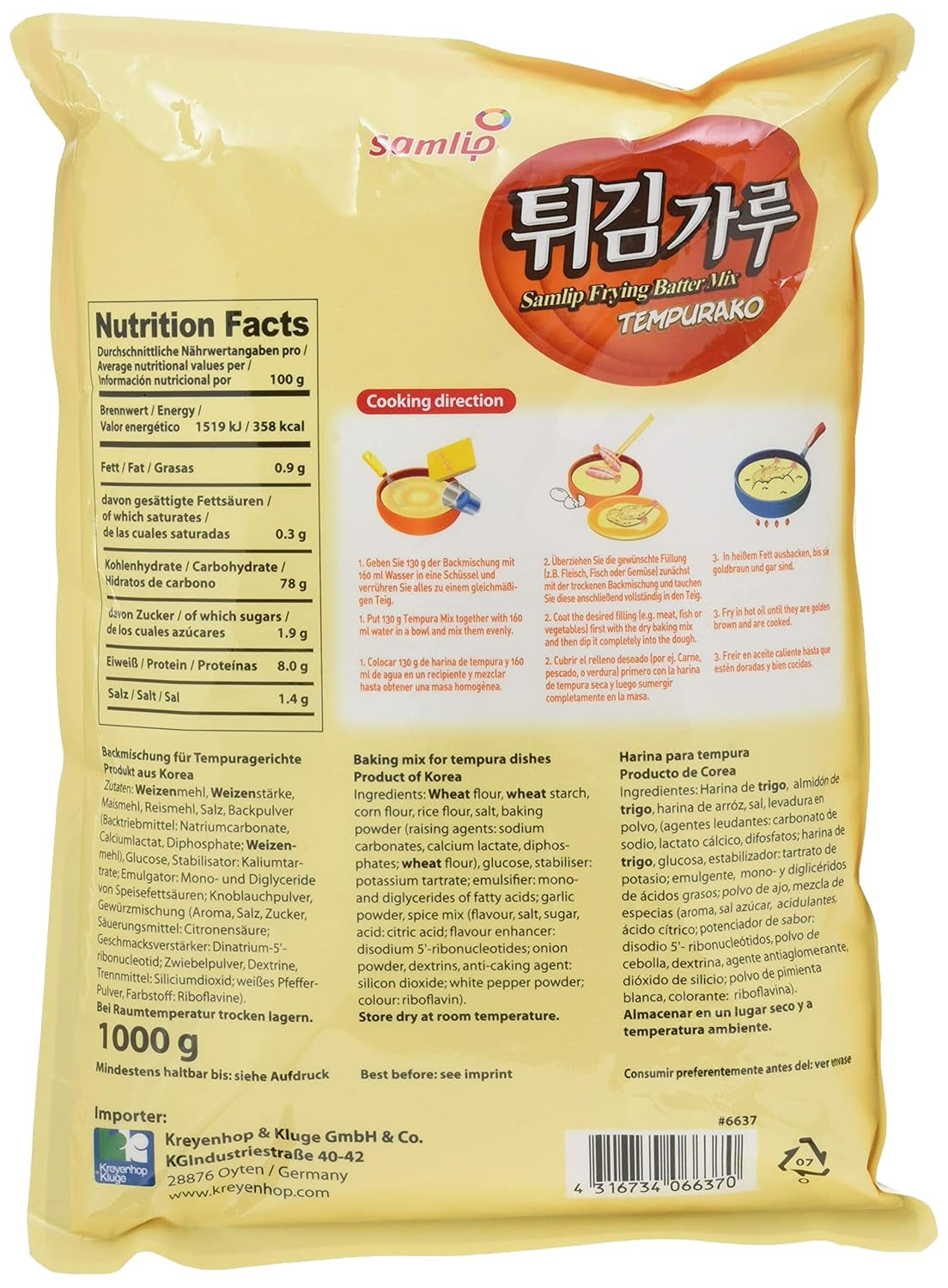 Backmischung Für Tempura Gerichte, 5Er Pack (5 X 1 Kg) Mengsel voor bakken en koken Naty Shop