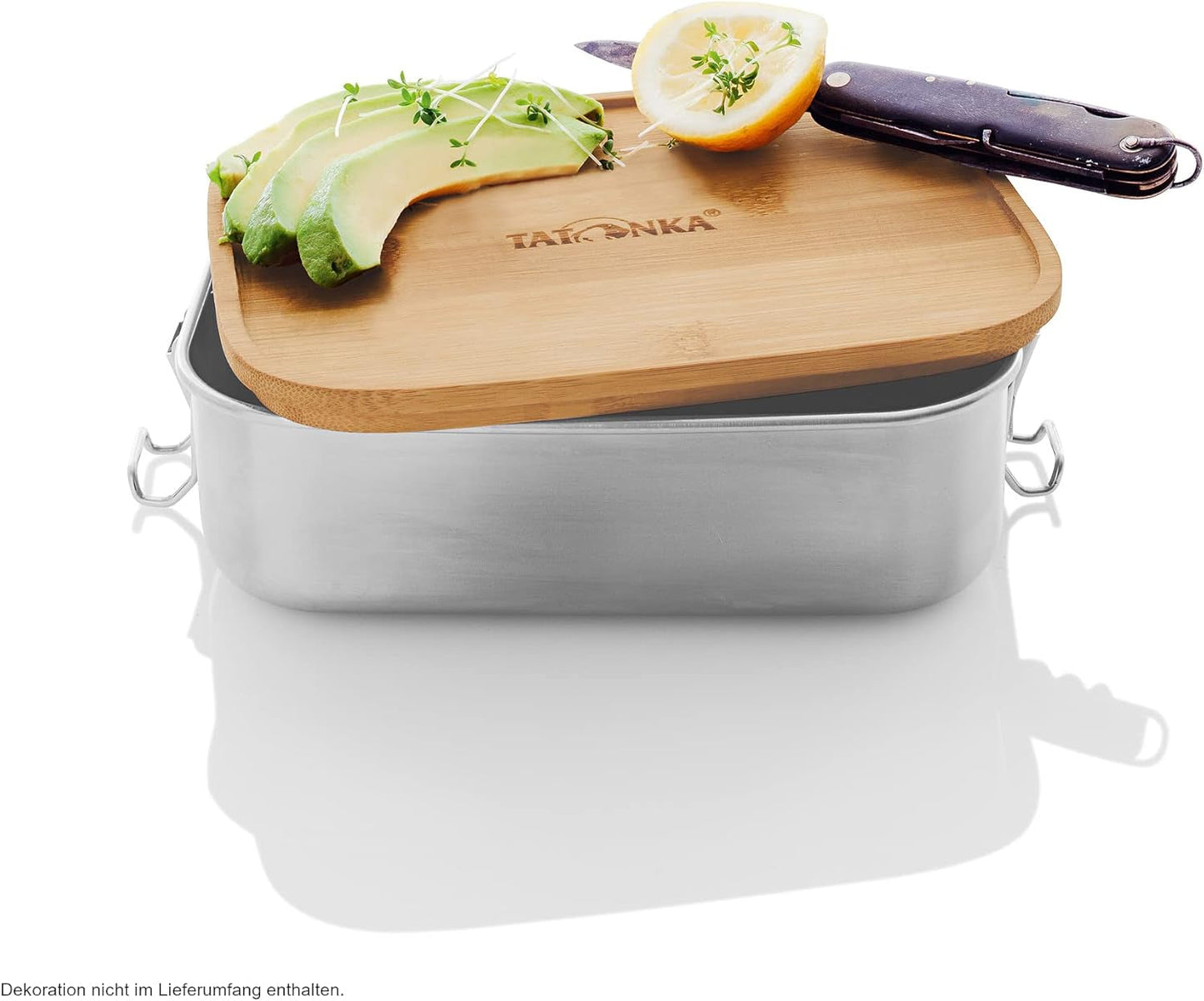 Tatonka roestvrijstalen lunchbox I Bamboe lunchbox (800ml / 1000ml) - Broodtrommel met bamboe deksel en klapdeksel - onbreekbaar, niet giftig, vaatwasmachinebestendig, plasticvrij en BPA-vrij Voedselbewaardozen Naty Shop