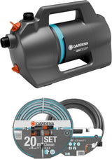 Gardena 4100 Silent tuinpompset: zeer stille en innovatieve irrigatiepomp met 3,5 m zuigaansluiting en 20 m klassieke slang, 4100 l/u stroom, 550 W motor, waterdicht, zuinig (9051-20)
