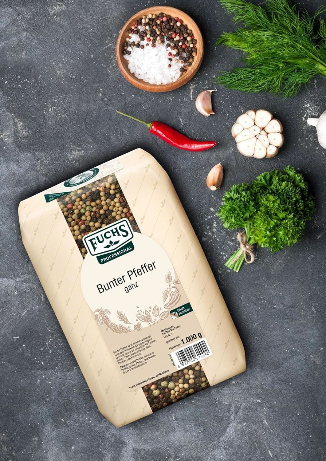 Fuchskleurige hele peper, 1 Kg Condimente Naty Shop