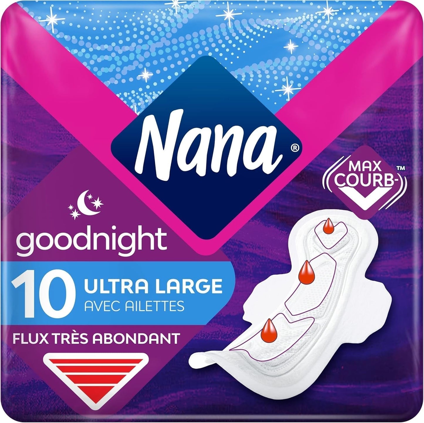 Ultra Goodnight Maandverband met Vleugels - Flux Very Abondants - 10 doekjes in individuele zakjes