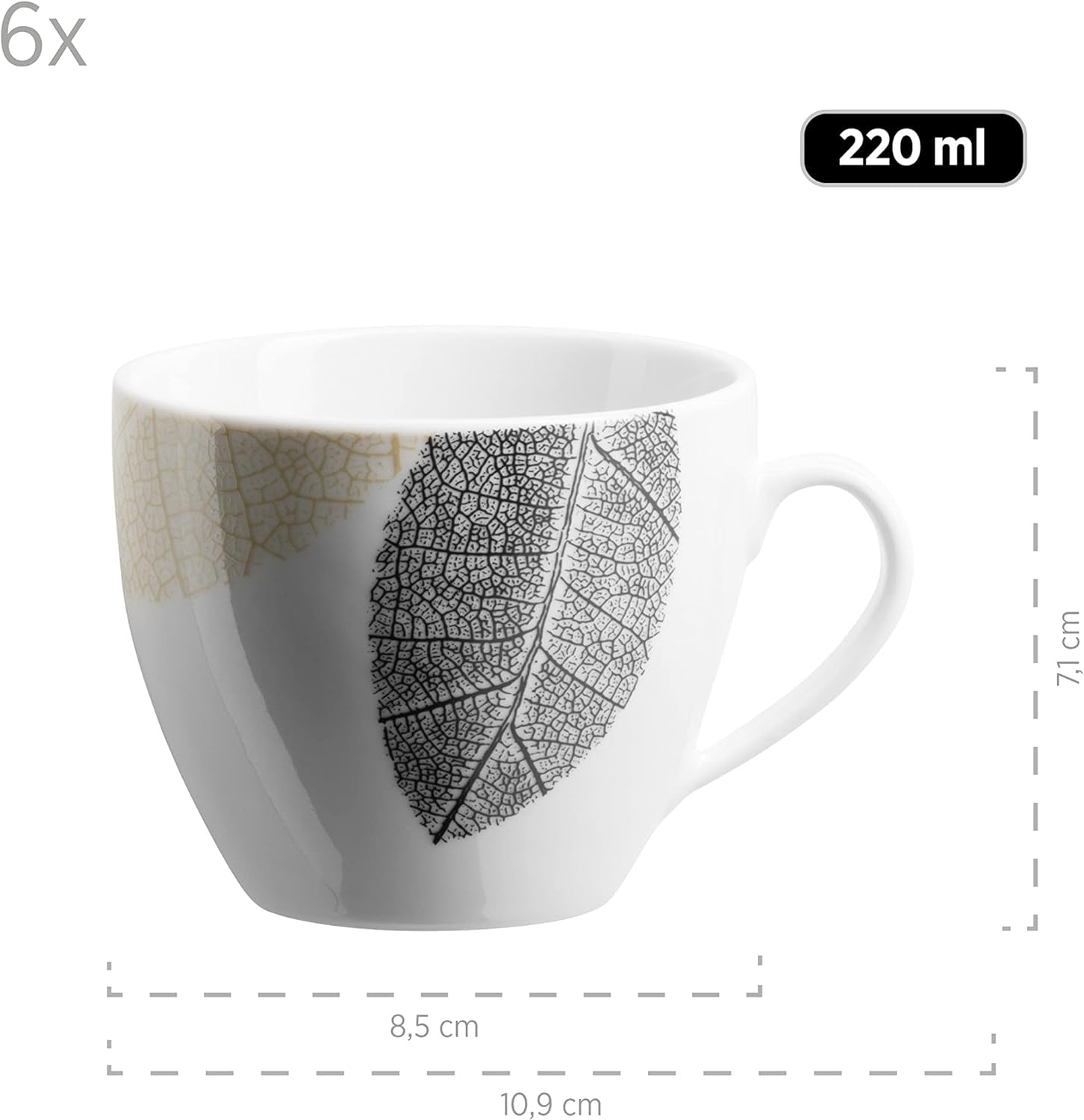 MÄSER 931215 Prachtig gedecoreerd servies voor 6 personen, gecombineerd servies 30-delig, met frameloze vormen, porselein, wit