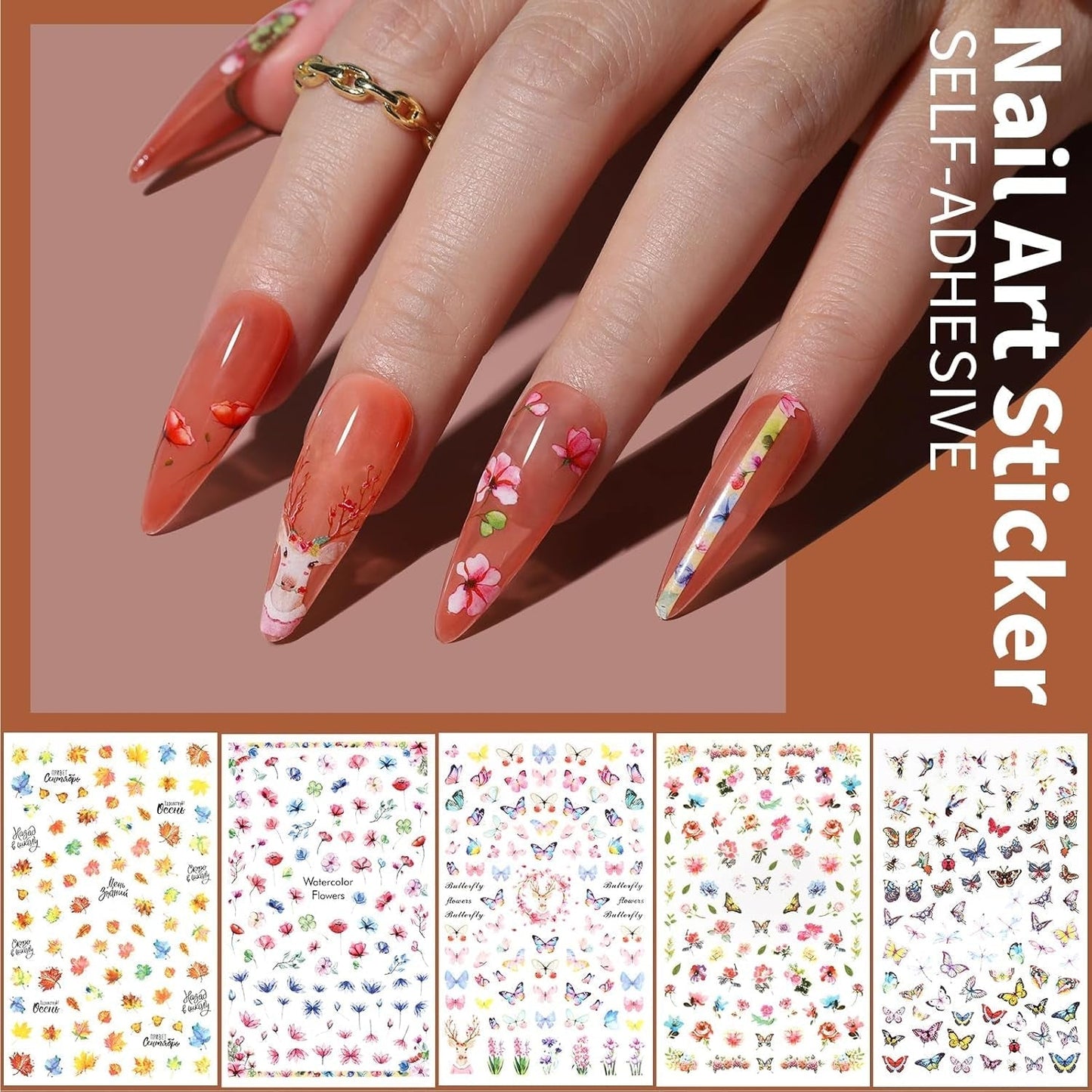 FANDAMEI Pinsel Für Gelnägel, 15 stuks Nagel Pinsel, 5 Blätter Nagelsticker, Strasssteine ​​​​Nägel, Nageldesign Set, Nageldesign Zubehör, Nail Art Pinsel Set, Nailart Pinsel en decoratieset