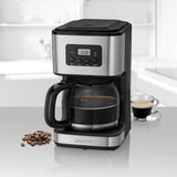 Clatronic® koffiezetapparaat met timer, 1,5 liter karaf voor 12-14 koppen koffie, 24u LCD timer, warmhoudfunctie, antidruppel, verwijderbaar filter, display en indicatielampjes, 900W - KA 3642