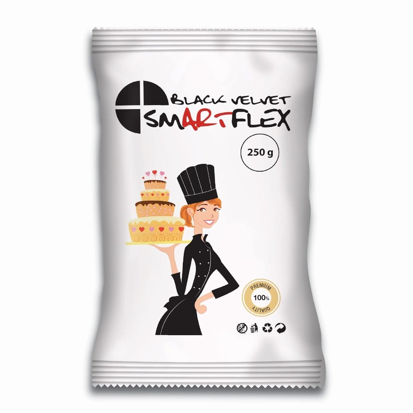 Black Velvet fondant, 250 g Naty Shop suikerpasta 250 G (1 pakje)
