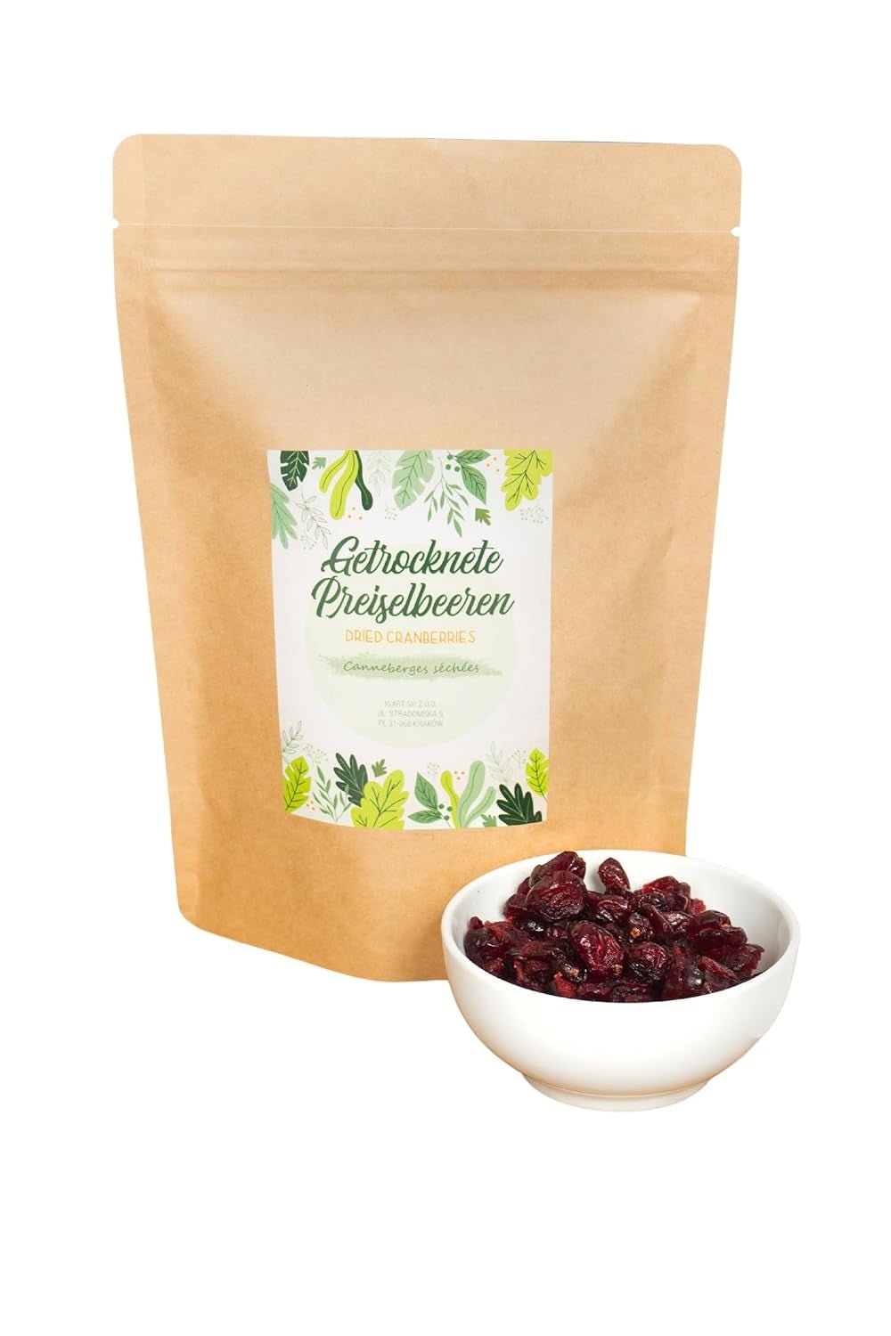 FOOD&WOOD® Hele gedroogde veenbessen 500g | Gedroogde veenbessen | 1A-kwaliteit | Natuurlijk zoet | ideaal als tussendoortje, in yoghurt of om te bakken | geen toegevoegde suiker | Droog | ongezwaveld. Naty Shop gedroogde producten 500 G