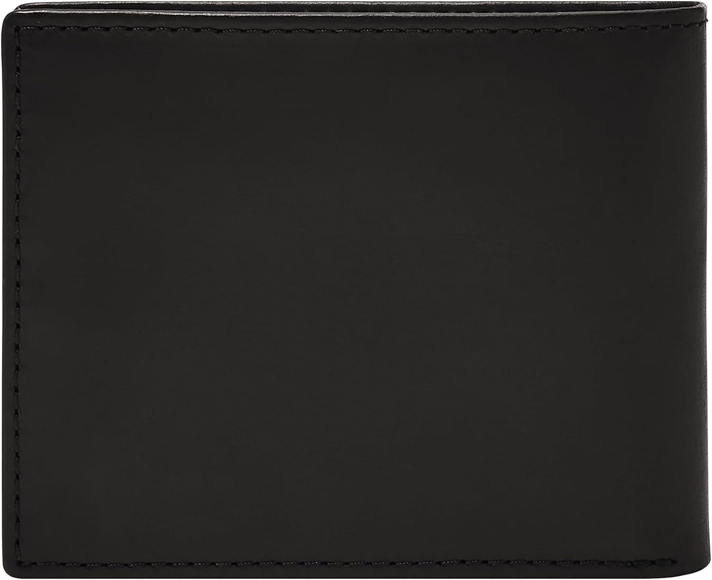Fossil Heren Derrick Bifold Leren RFID-blokkerende Flip ID-portemonnee met venster Heren Naty Shop
