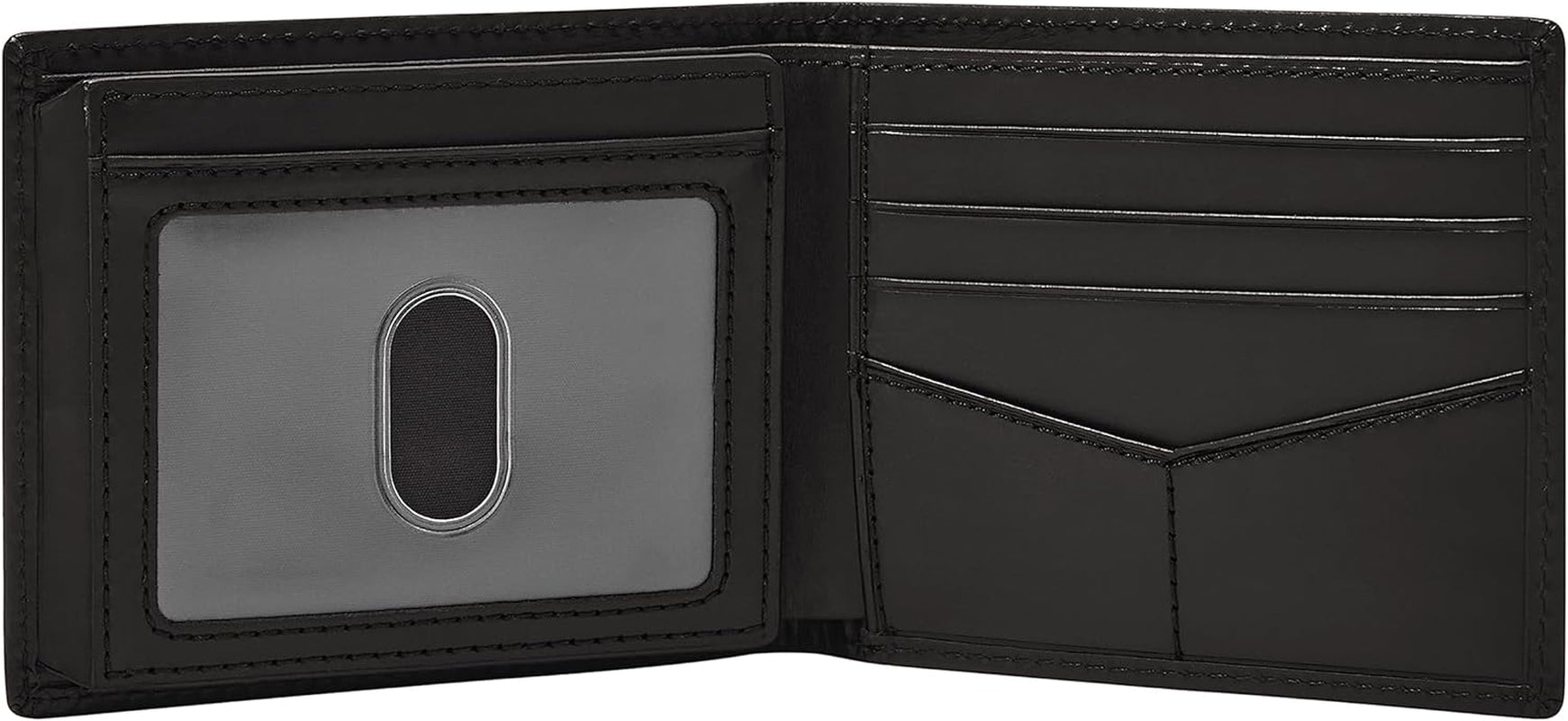 Fossil Heren Derrick Bifold Leren RFID-blokkerende Flip ID-portemonnee met venster Heren Naty Shop