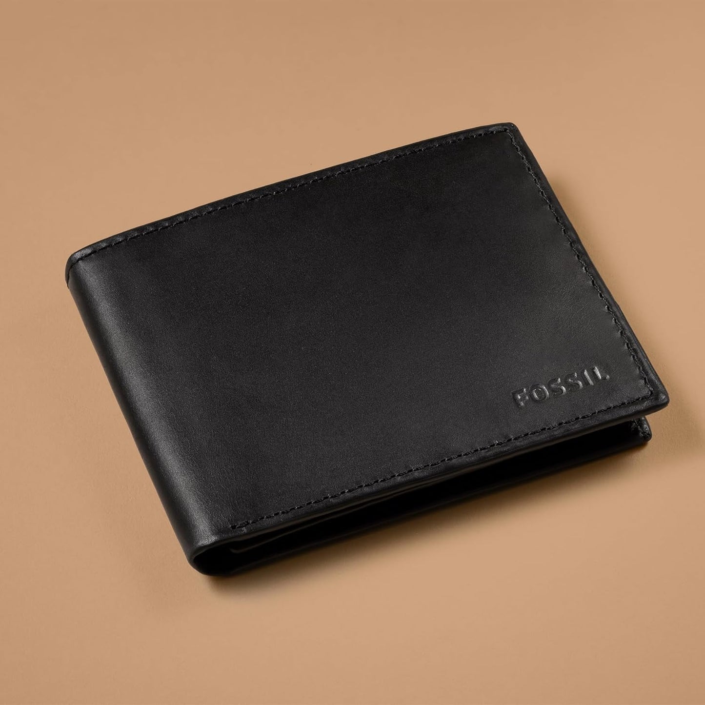 Fossil Heren Derrick Bifold Leren RFID-blokkerende Flip ID-portemonnee met venster Heren Naty Shop