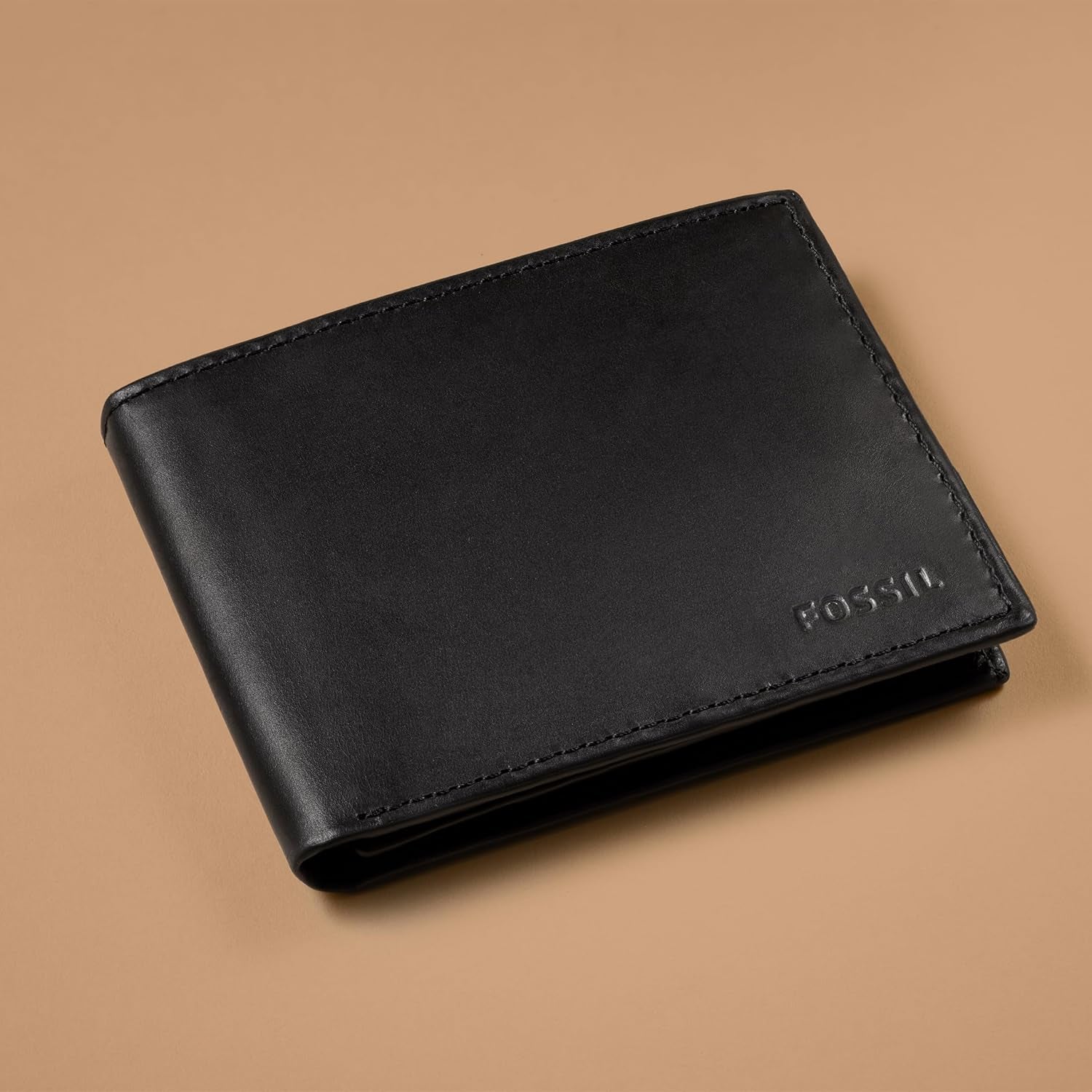 Fossil Heren Derrick Bifold Leren RFID-blokkerende Flip ID-portemonnee met venster Heren Naty Shop