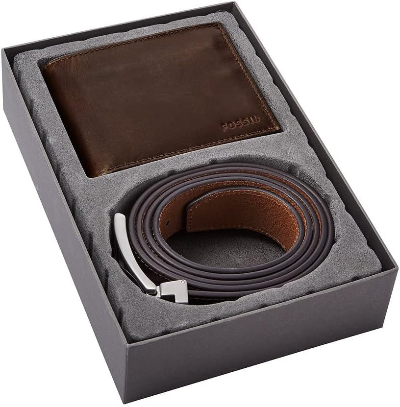 Fossil heren Derrick reisaccessoire bi-fold portemonnee, donkerbruin, 11,43 cm L x 1,6 W 9,22 H EU herenportemonnee Naty Shop