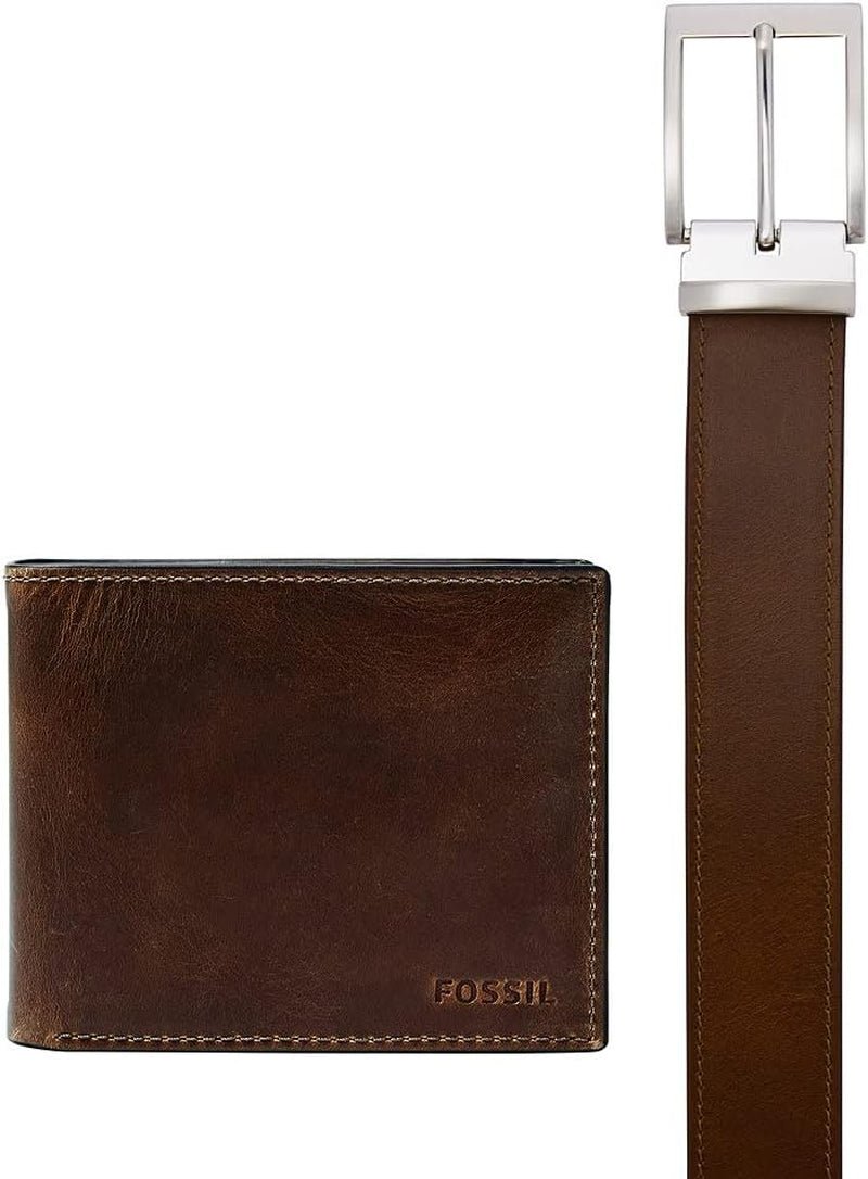 Fossil heren Derrick reisaccessoire bi-fold portemonnee, donkerbruin, 11,43 cm L x 1,6 W 9,22 H EU herenportemonnee Naty Shop donkerbruin