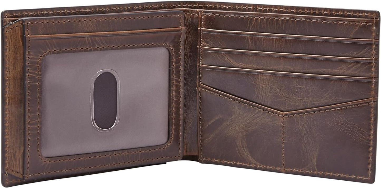 Fossil RFID Flip Top-portemonnee voor heren Reisaccessoires Opvouwbare portemonnee Herenportemonnee Naty Shop