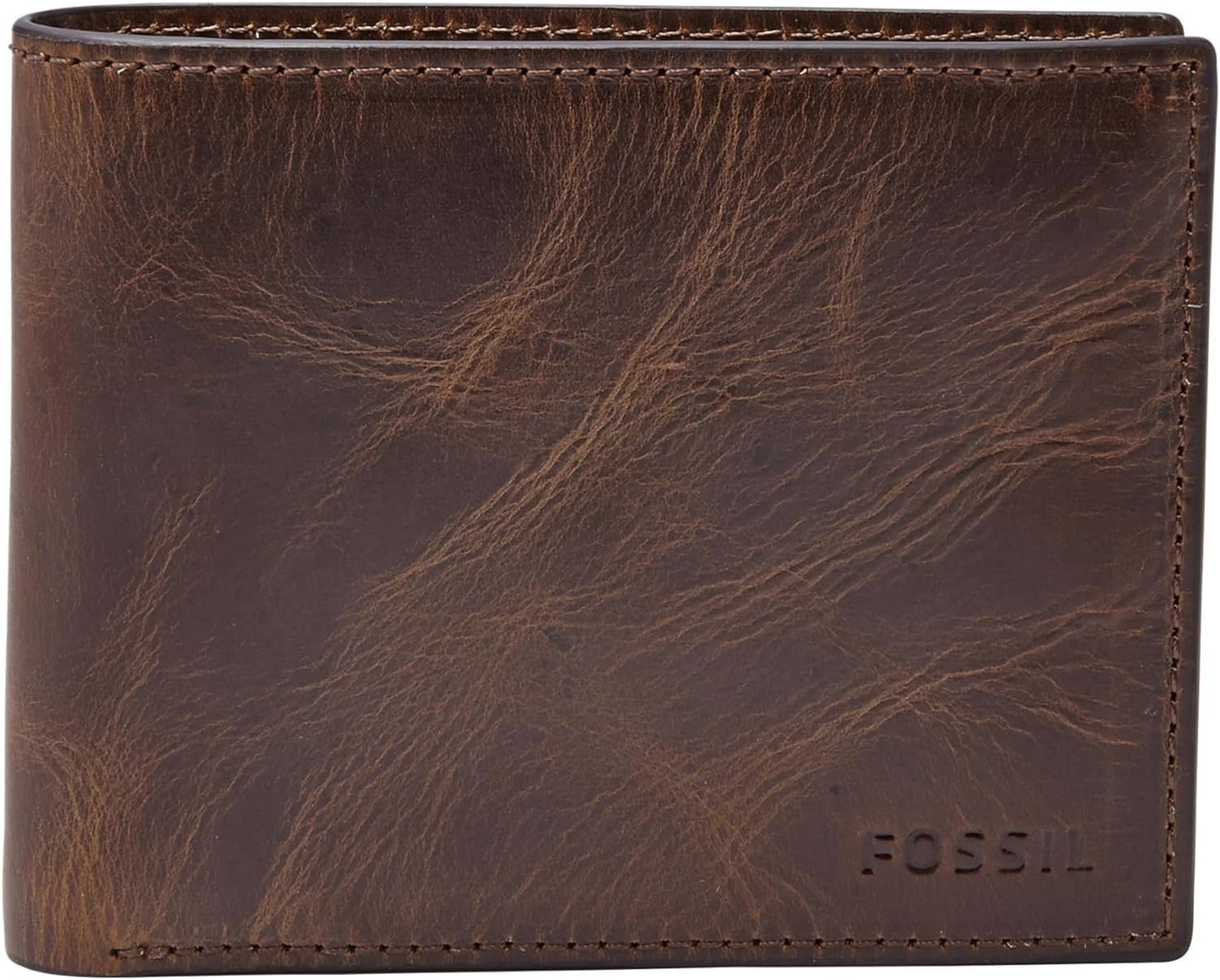 Fossil RFID Flip-Top-portemonnee voor heren Reisaccessoires Opvouwbare portemonnee Naty Shop Portemonnee voor heren Donkerbruin One Size Fits All