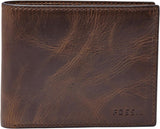 Fossil RFID Flip-Top-portemonnee voor heren Reisaccessoires Opvouwbare portemonnee Naty Shop Portemonnee voor heren Donkerbruin One Size Fits All