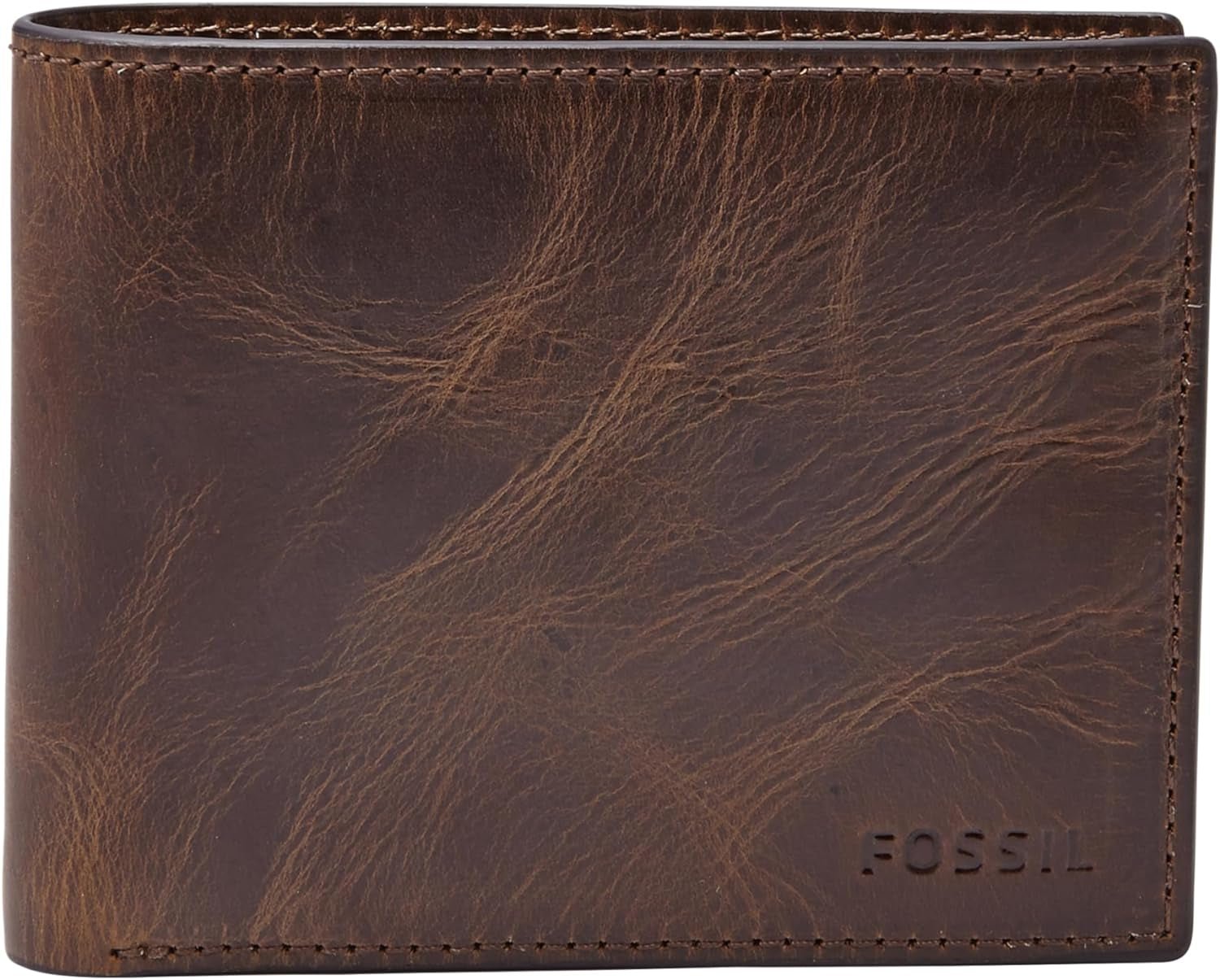 Fossil RFID Flip-Top-portemonnee voor heren Reisaccessoires Opvouwbare portemonnee Naty Shop Portemonnee voor heren Donkerbruin One Size Fits All