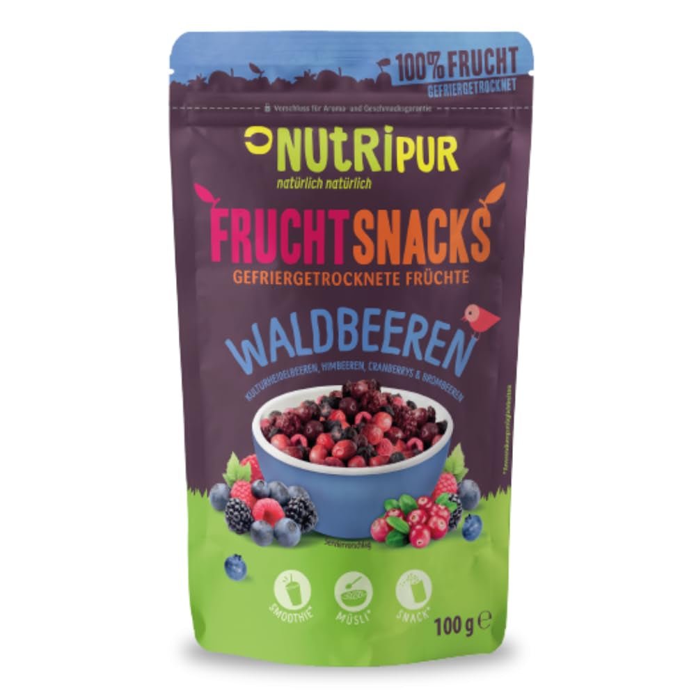 Gevriesdroogde bessen: 100g gevriesdroogde bramen, bosbessen, veenbessen, frambozen, ongezoet - Gedroogd fruit, gevriesdroogd fruit, bessen van NutriPur Gedehydrateerde producten Naty Shop Standaard titel