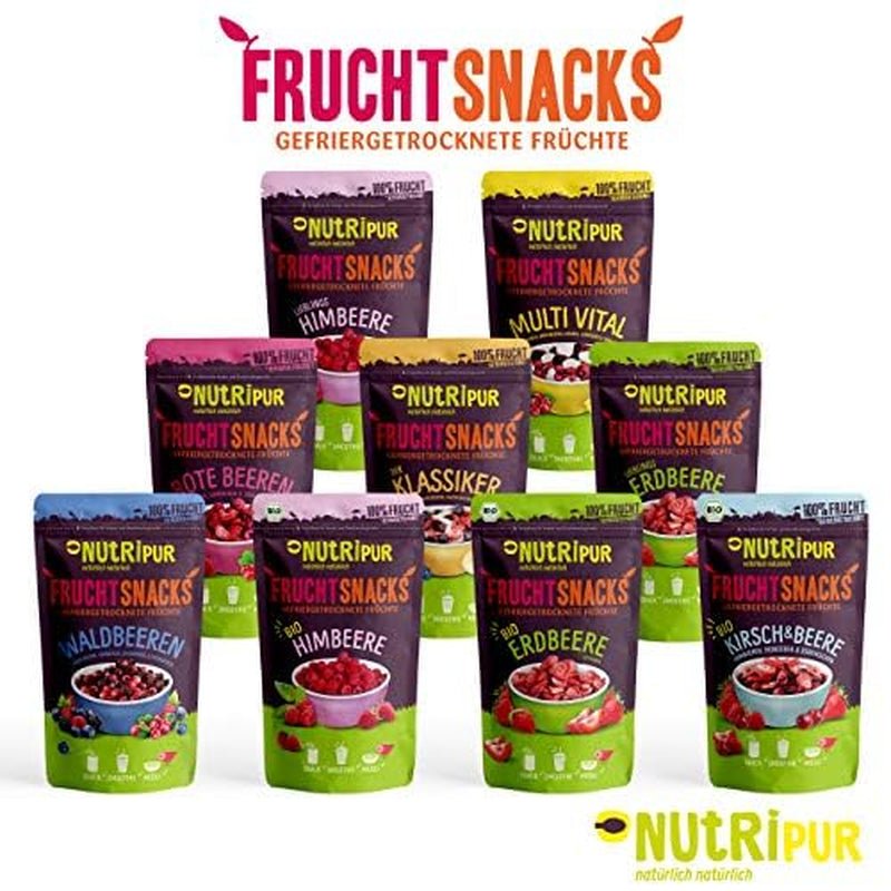 Gevriesdroogd fruit: 100g gevriesdroogde frambozen voor smoothie bowls, muesli, paptoppings - gevriesdroogde bessen zonder toegevoegde suiker - gevriesdroogde bessen - fruit van NutriPur Gedehydrateerde producten Naty Shop