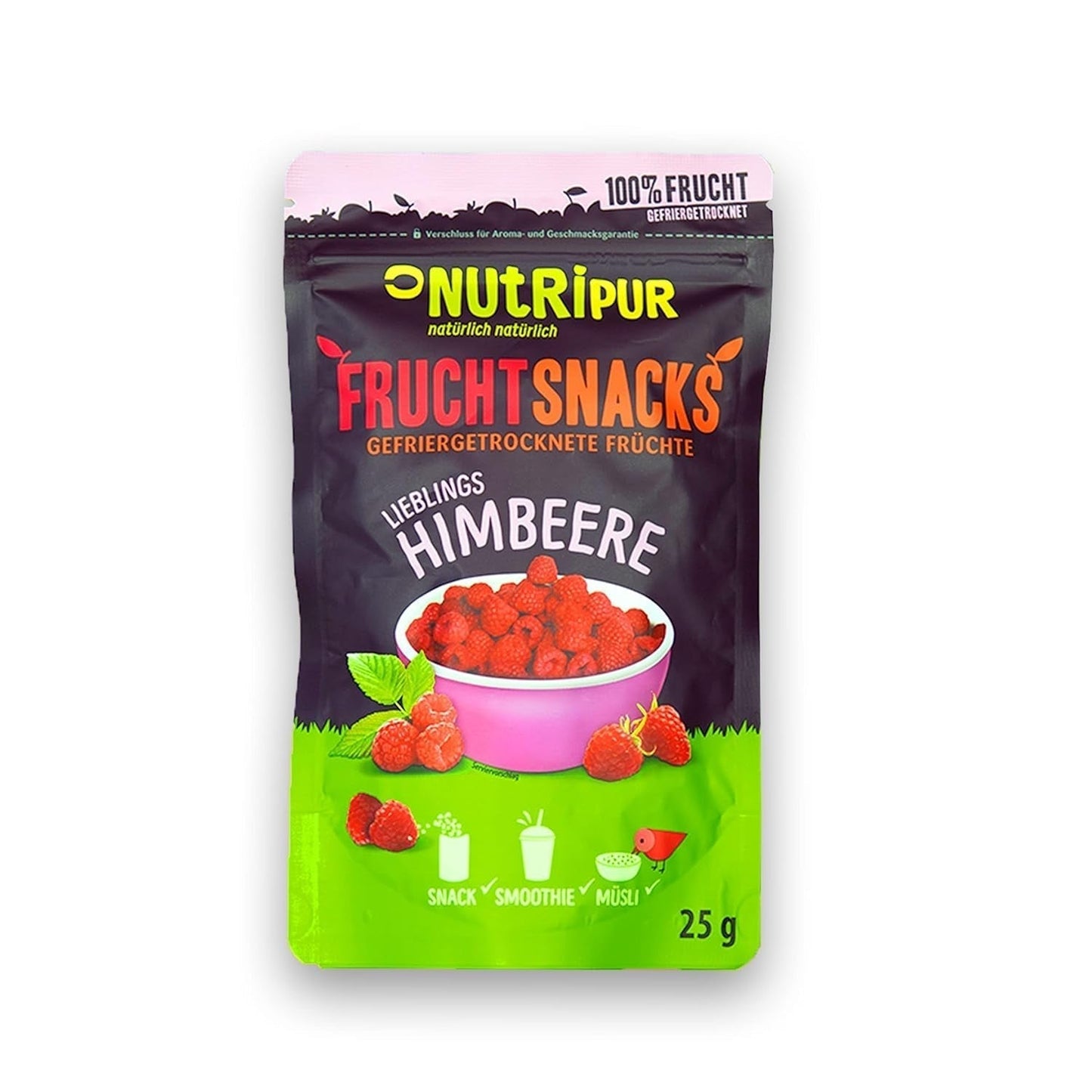 Gevriesdroogd fruit: 100g gevriesdroogde frambozen voor smoothie bowls, muesli, paptoppings - gevriesdroogde bessen zonder toegevoegde suiker - gevriesdroogde bessen - fruit uit NutriPur Gedehydrateerde producten Naty Shop Standaard titel