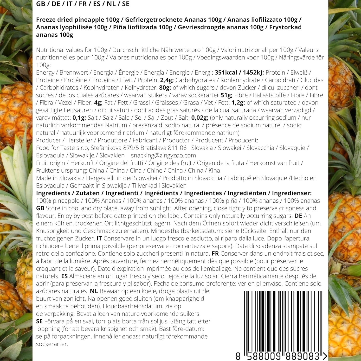 Gevriesdroogd fruit | Ananas 100% puur Gevriesdroogd fruit Gevriesdroogde ananas | Gevriesdroogd fruit zonder toegevoegde suiker | Krokante gevriesdroogde ananas - aromatisch - heerlijk ZingyZoo Gedroogde producten Naty Shop