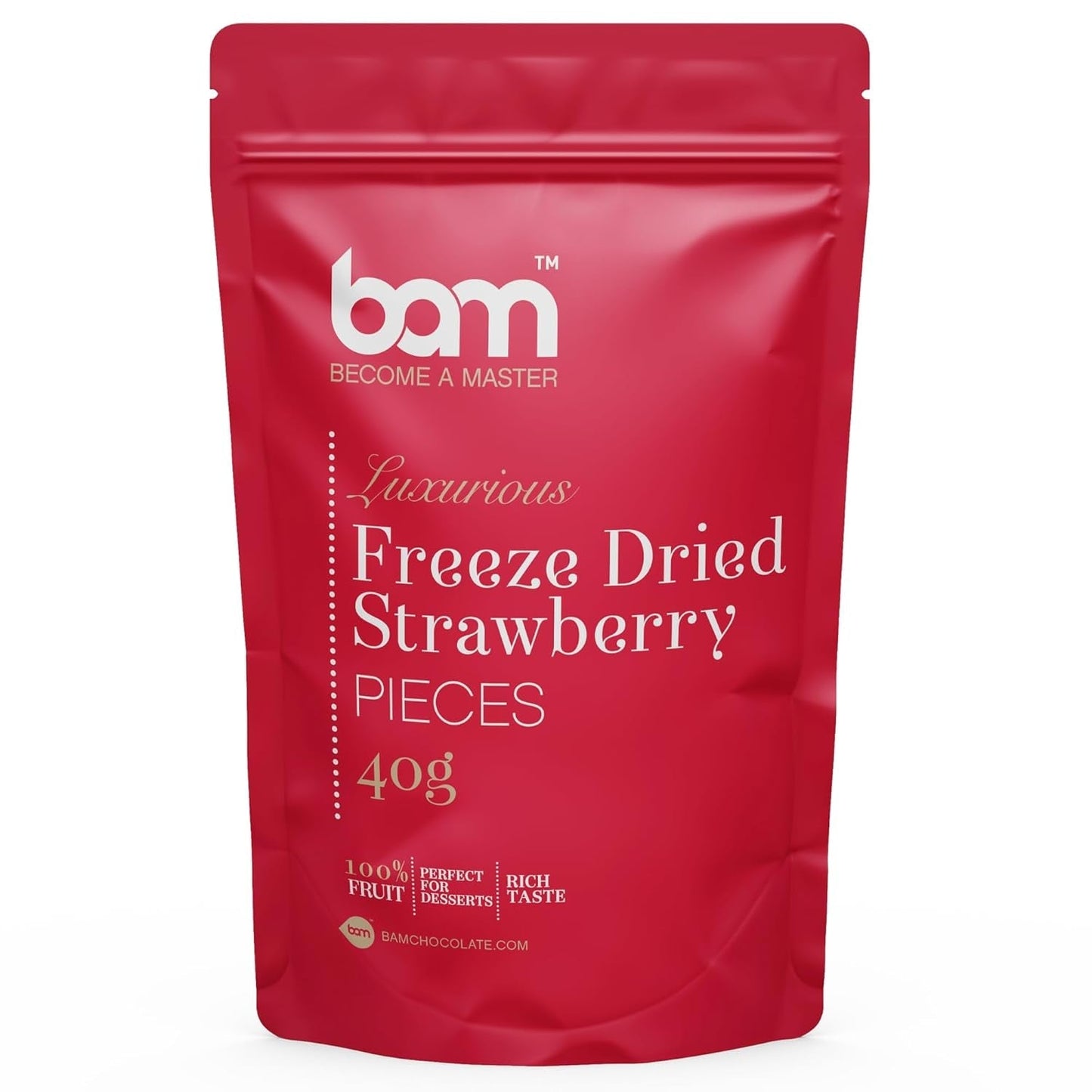 Gevriesdroogd fruit BAM, 40 gram, natuurlijk fruit, perfecte desserts, rijke smaak (aardbei) Gedroogde producten Naty Shop Aardbeien