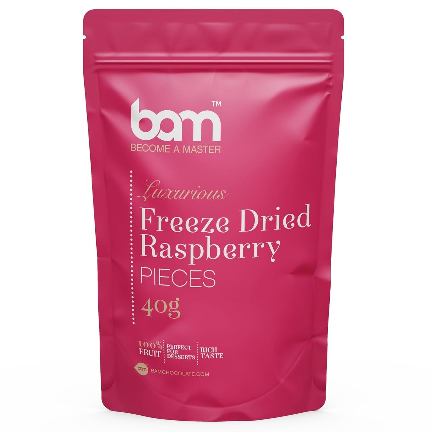 Gevriesdroogd fruit BAM, 40 gram, natuurlijk fruit, perfecte desserts, rijke smaak (aardbei) Gedroogde producten Naty Shop Framboos