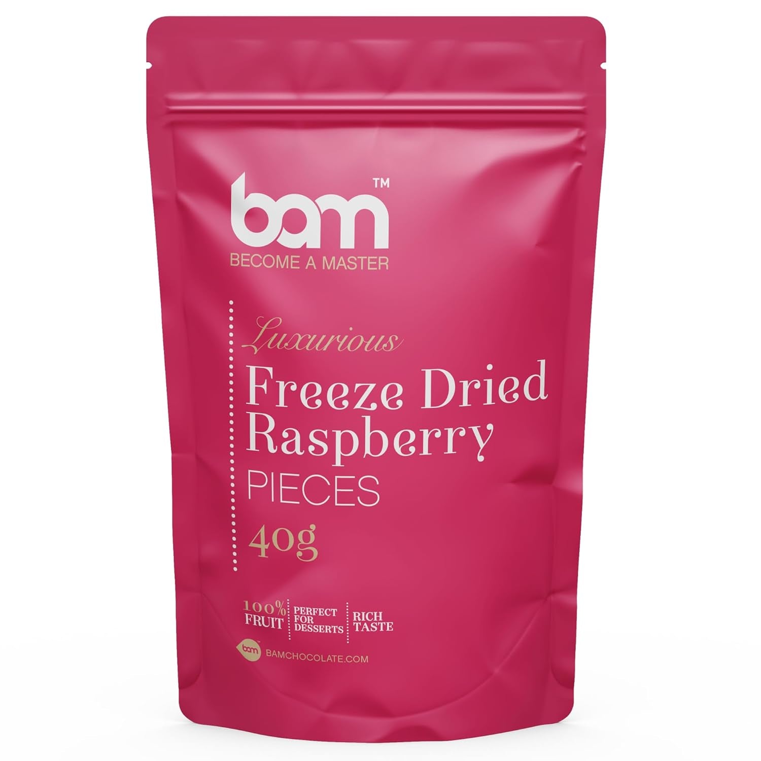 Gevriesdroogd fruit BAM, 40 gram, natuurlijk fruit, perfecte desserts, rijke smaak (aardbei) Gedroogde producten Naty Shop Framboos