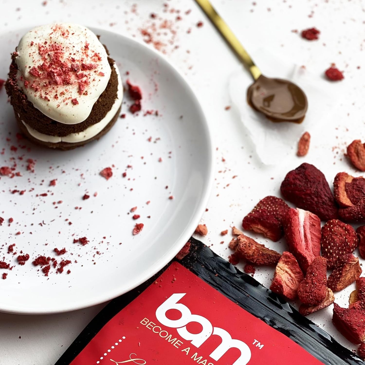 Gevriesdroogd fruit BAM, 40 gram, natuurlijk fruit, perfecte desserts, rijke smaak (aardbei) Gedroogde producten Naty Shop