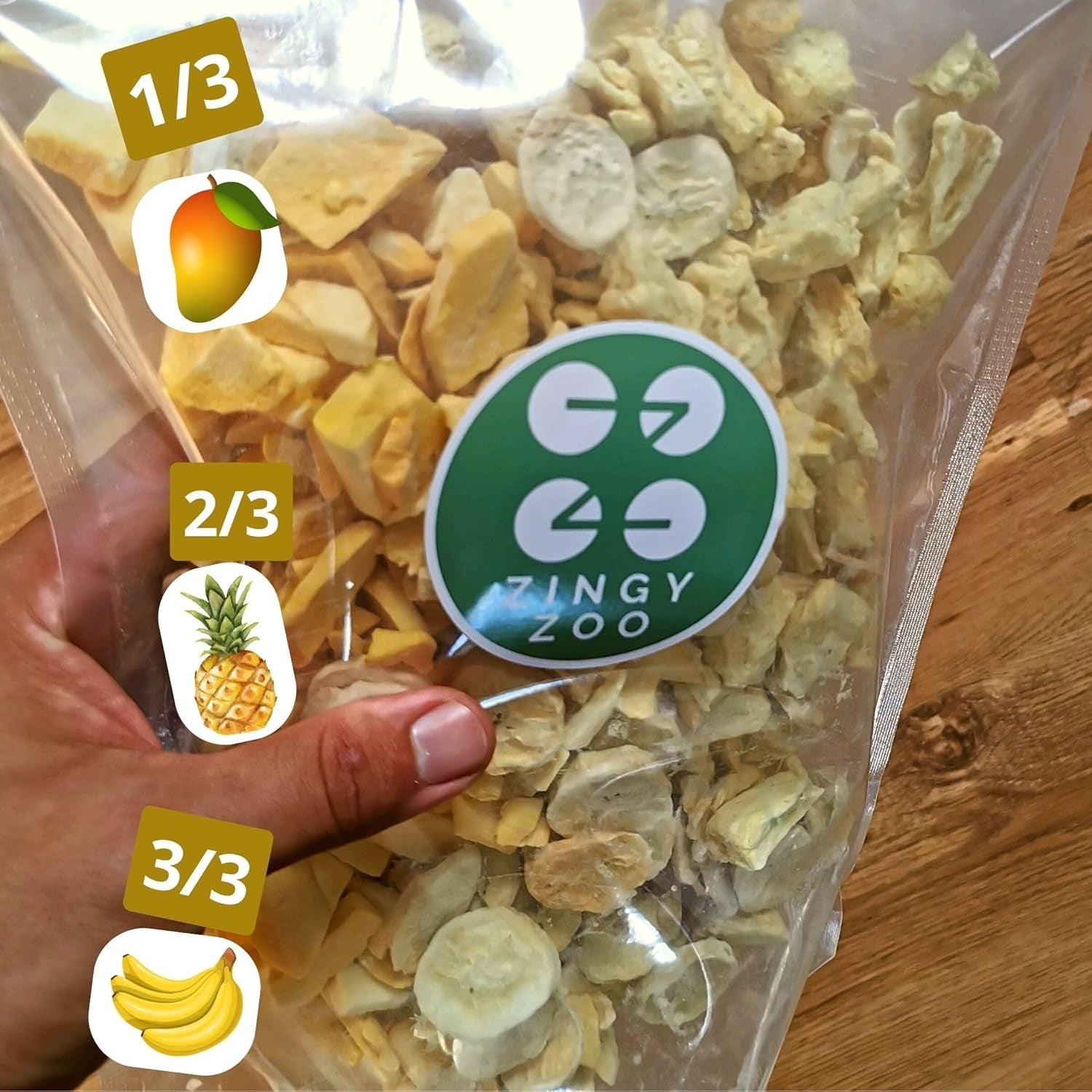 Gevriesdroogd fruit Mix van tropisch fruit | XL 350g Gevriesdroogde Ananas Mango Banaan Mix van gevriesdroogd fruit | Gevriesdroogd fruit Ananas Banaan Mango Gedroogd fruitmix | ZingyZoo Gedroogde producten Naty Shop