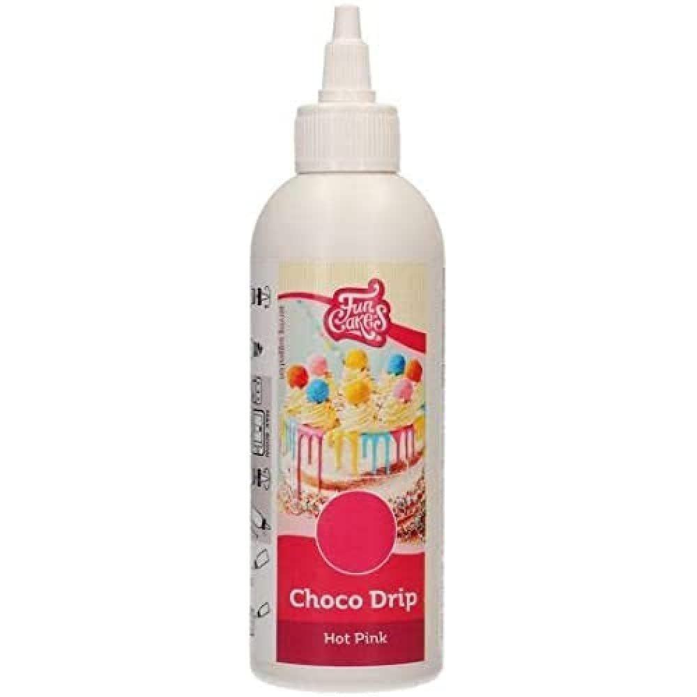 FunCakes Choco Drip Hot Pink (Donkerroze): Heerlijke smaak, Makkelijk in gebruik, Perfect voor dripcakes, Chocolade drip smaak. Hersluitbare verpakking 180 g. Suikerpasta Naty Shop Standaardtitel