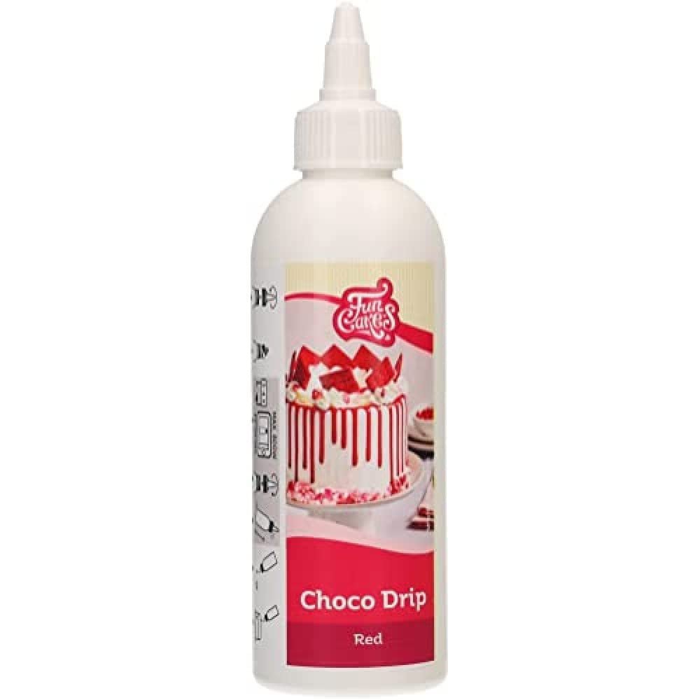 FunCakes Choco Drip Rood: Heerlijke smaak, Makkelijk in gebruik, Ideaal voor dripcakes, Chocolade drip smaak. Hersluitbare verpakking 180 g. Suikerpasta Naty Shop Standaardtitel