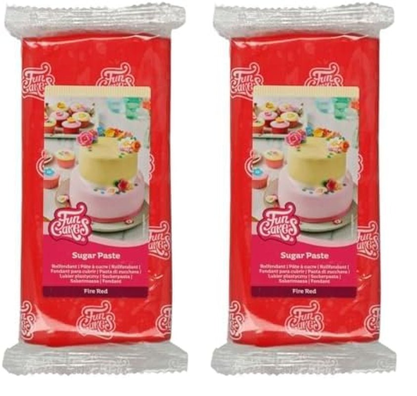 FunCakes Fire Red Gelamineerde Fondant: Gemakkelijk te gebruiken, Glad, Flexibel, Zacht en Buigbaar, Perfect voor Taartdecoratie, Halal, Kosher en Glutenvrij 1kg (1 Pak) Naty Shop Fire Red Suikerpasta 1kg (2 Pack)