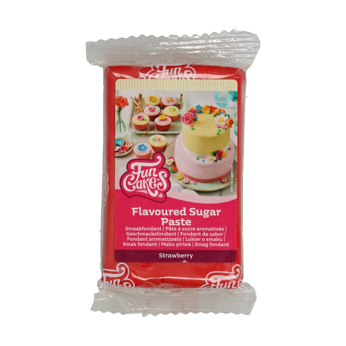 FunCakes Fondant met citroensmaak: Heerlijke smaak, gladde textuur, gemakkelijk uit te smeren, rolfondant, perfect voor taarten, cupcakes en koekjes. Halal, koosjer en glutenvrij. 250 g (pak van 3) Naty Shop Suikerpasta 250 G Aardbei