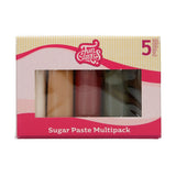 FunCakes Fondant Multipack Gemakkelijk in gebruik, glad, flexibel, zacht en buigzaam, perfect voor taartversiering, halal, koosjer en glutenvrij. 5 kleuren, 5 x 100 g, Naty Shop Standaardtitel Sparkling Sugar Paste Palette