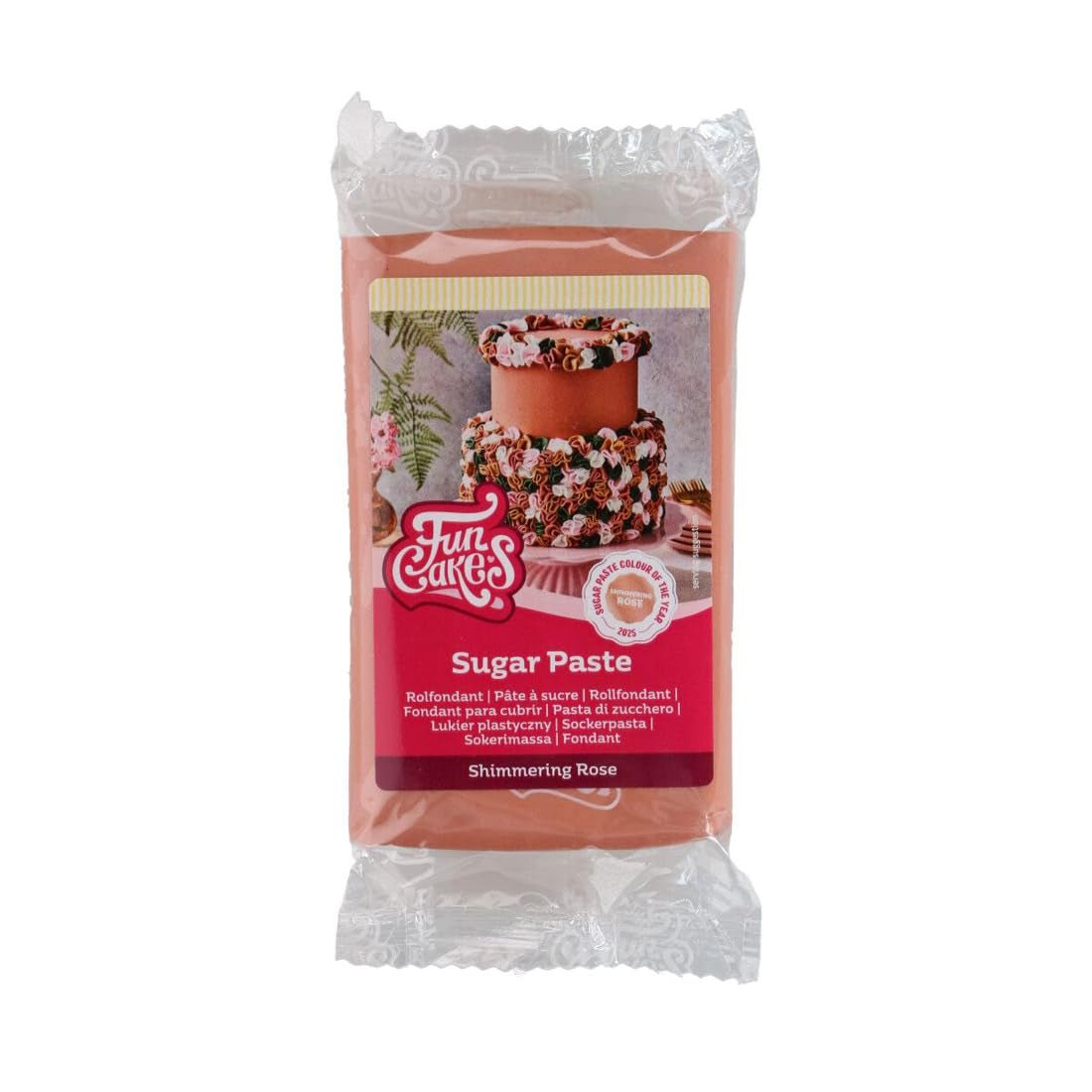 FunCakes Shimmering Rose Rolfondant: Gemakkelijk te gebruiken, glad, flexibel, zacht en buigzaam, perfect voor het versieren van taarten, halal, koosjer en glutenvrij. 250 g Naty Shop Standaardtitel suikerpasta