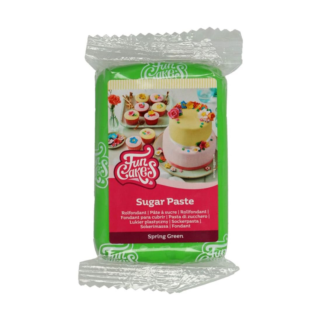 FunCakes Rolfondant Lentegroen: Gemakkelijk in gebruik, glad, flexibel, zacht en buigzaam, perfect voor taartversiering, halal, koosjer en glutenvrij, 250g Naty Shop Standaardtitel Suikerpasta