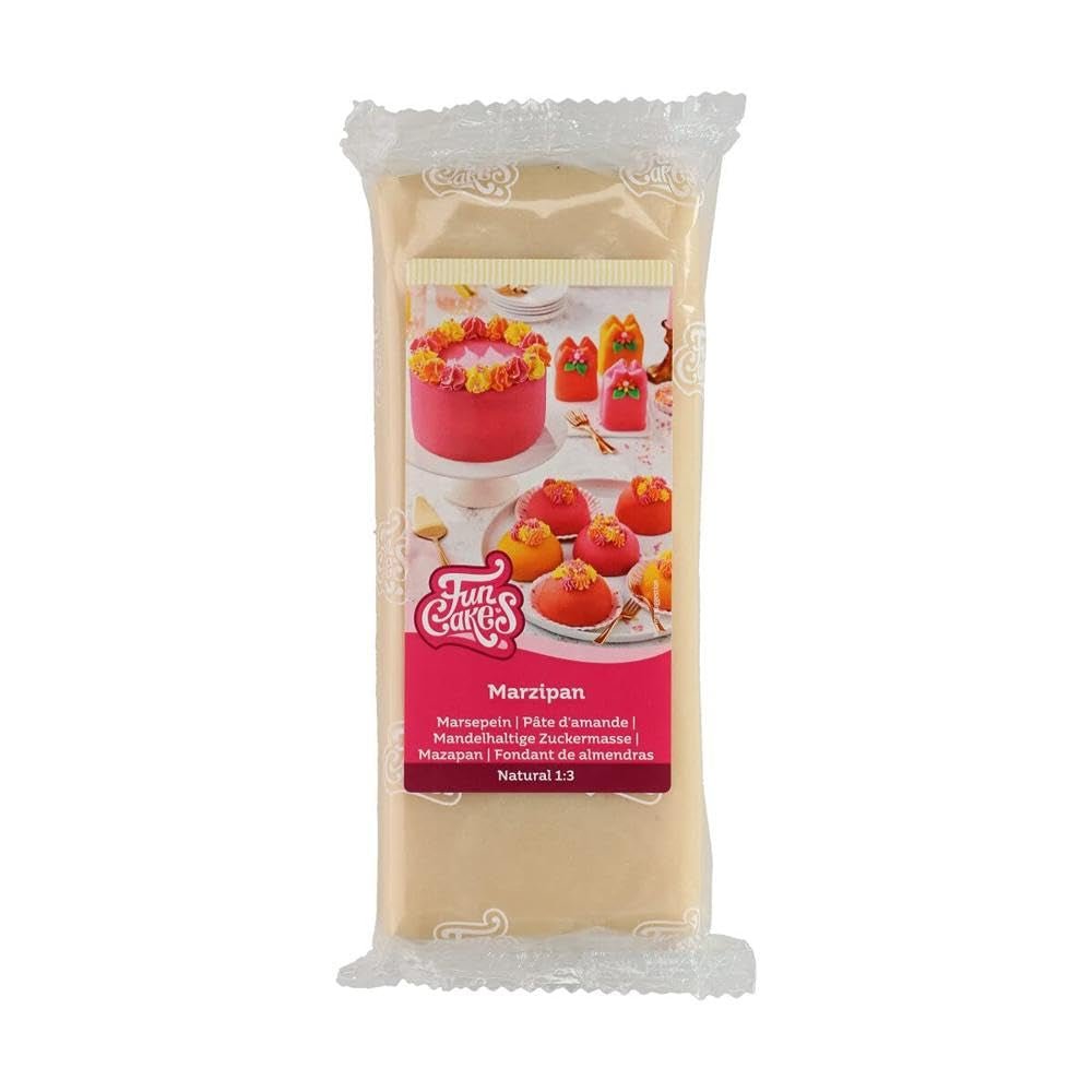 FunCakes Amandelsuikerpasta (Nederlandse Marsepein) Naturel (1:3): Klaar om te rollen, Gemakkelijk te gebruiken, Perfect voor het decoreren van taarten, Halal, Kosher en Glutenvrij. 1 kg. Naty Shop Natuurlijke suikerpasta (1:3)