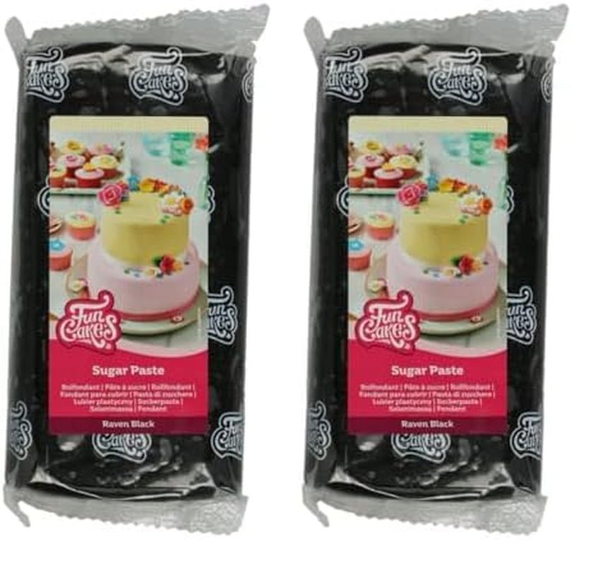 FunCakes Raven Zwart Rolfondant: Gemakkelijk te gebruiken, soepel, flexibel, zacht en buigzaam, perfect voor taartversiering, halal, koosjer en glutenvrij. 1 kg (pak van 2) Naty Shop Raven zwarte suikerpasta 1 kg (pak van 2)