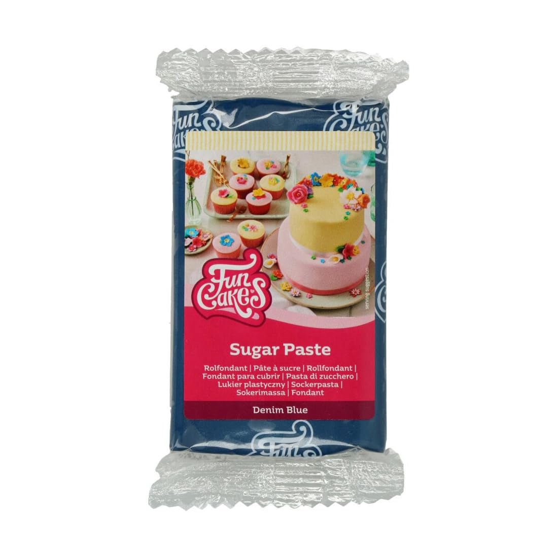 FunCakes fondantrol Demin Blue: makkelijk in gebruik, soepel, flexibel, zacht en buigzaam, perfect voor het decoreren van taarten, halal, koosjer en glutenvrij, 250g Suikerpasta Naty Shop Standaard Titel
