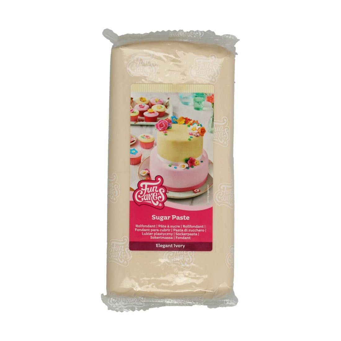 FunCakes Rolfondant Elegant Ivoor: Makkelijk in gebruik, glad, flexibel, zacht en buigzaam, perfect voor het versieren van taarten, halal, koosjer en glutenvrij. 1 kg Naty Shop Standaardtitel suikerpasta