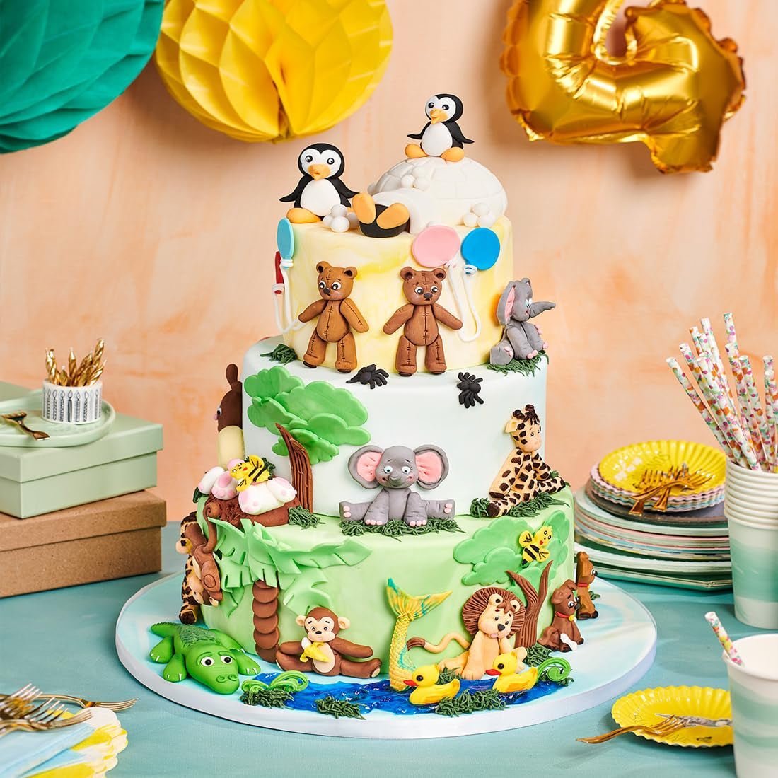 FunCakes Rolfondant Elegant Ivoor: Makkelijk in gebruik, glad, flexibel, zacht en buigzaam, perfect voor het versieren van taarten, halal, koosjer en glutenvrij. 1 kg Naty Shop suikerpasta