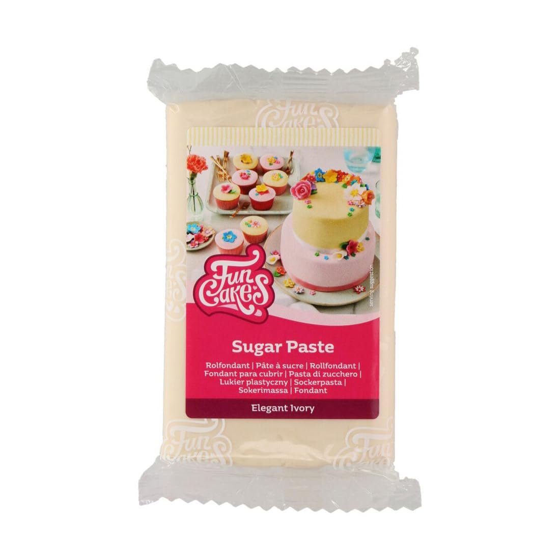 FunCakes Rolfondant Elegant Ivory: eenvoudig in gebruik, soepel, flexibel, zacht en buigzaam, perfect voor het decoreren van taarten, halal, koosjer en glutenvrij, 250g Naty Shop Suikerpasta 250G