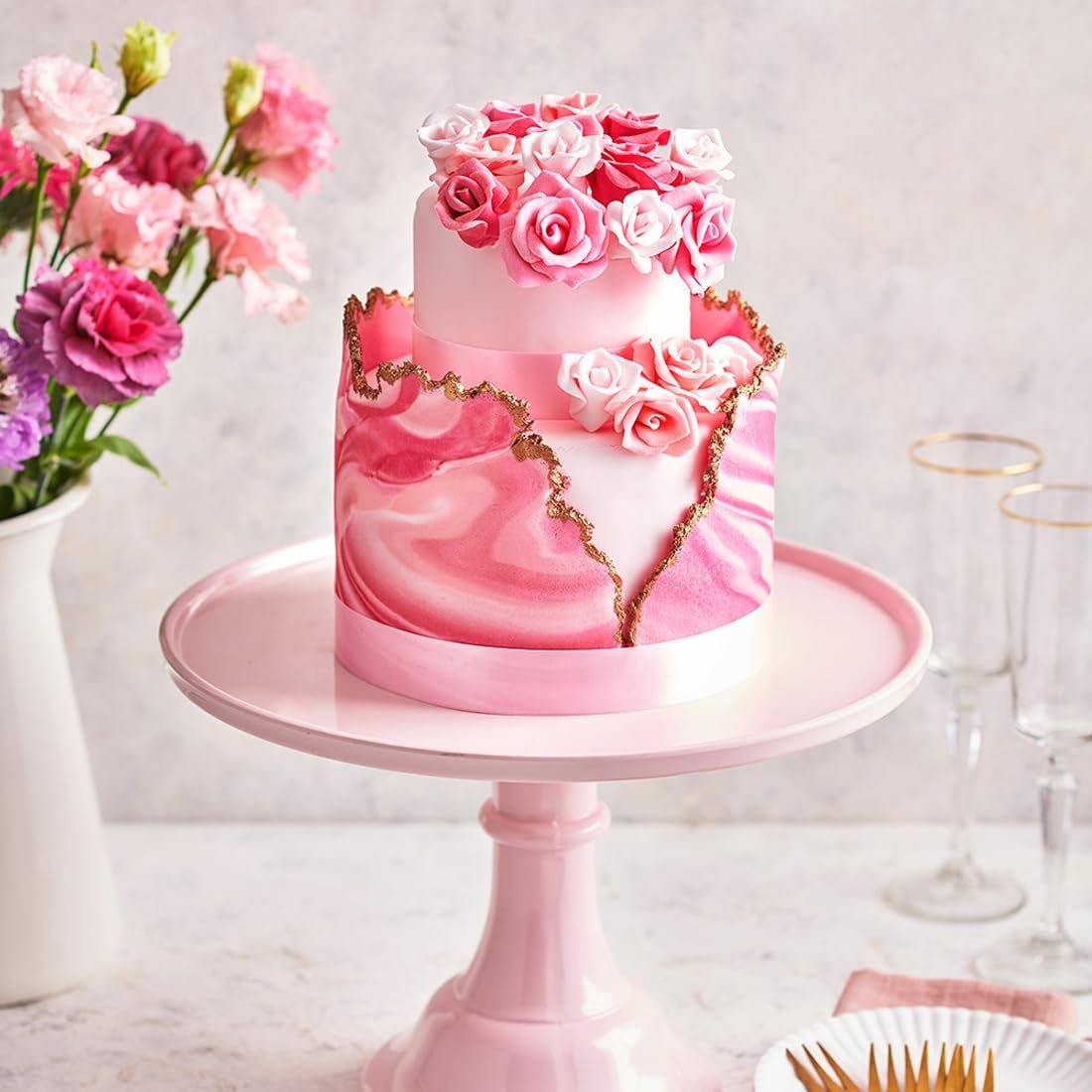 FunCakes Rolfondant Hot Pink: Makkelijk in gebruik, soepel, flexibel, zacht en buigzaam, perfect voor het decoreren van taarten. Glutenvrij. 1 kg Naty Shop suikerpasta